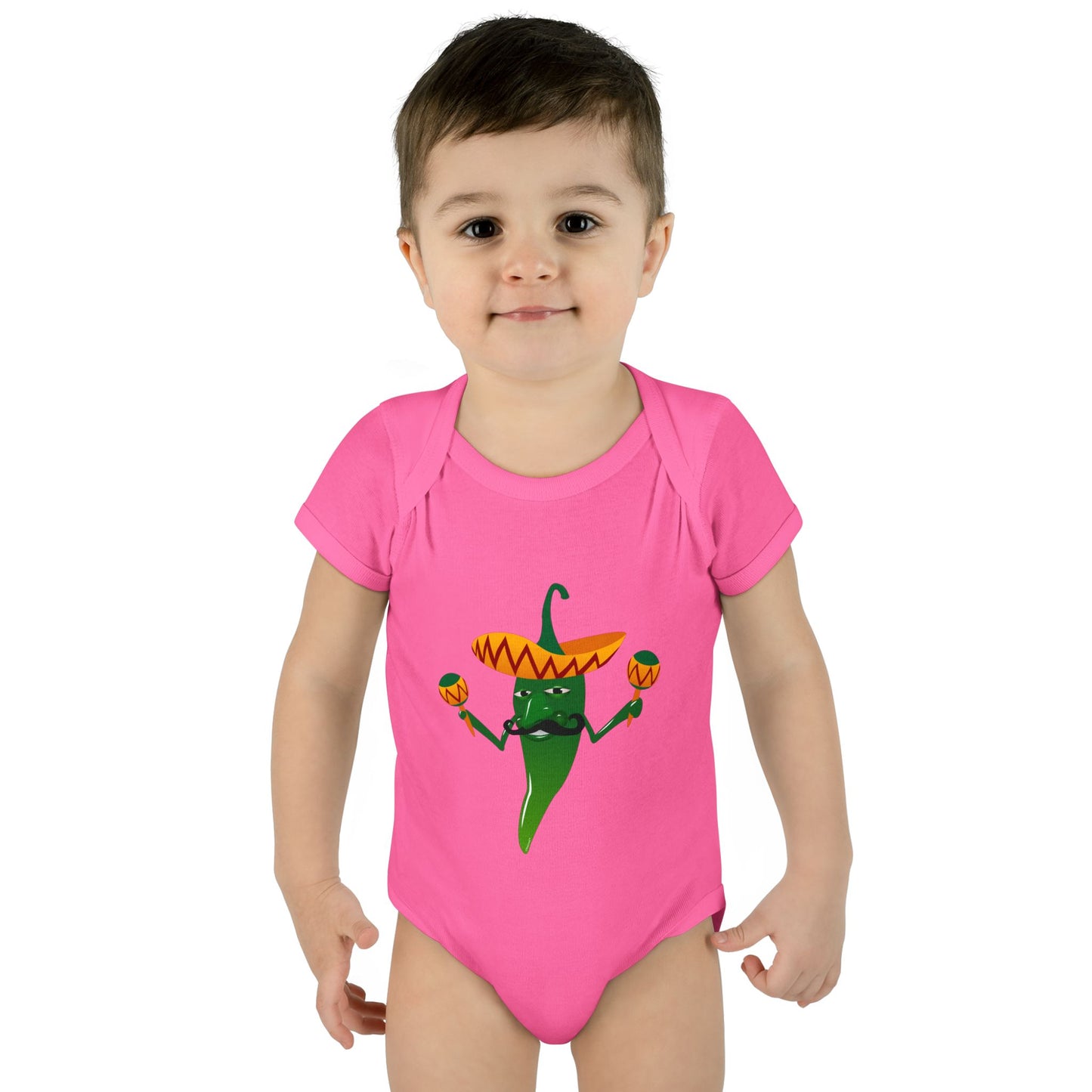 Green Hot Mexican Chili Pepper Cute Infant One-Piece Baby Bodysuit by TOOLOUD