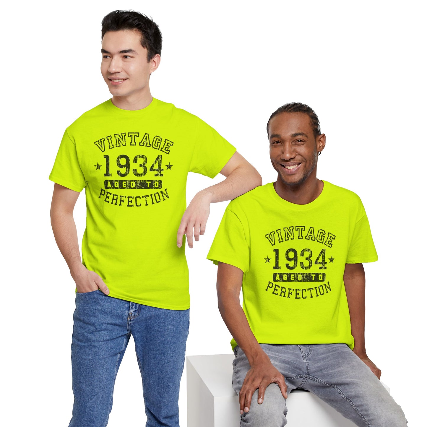 1934 - Adult Unisex Vintage Birth Year Aged to Perfection Birthday T-Shirt by TOOLOUD