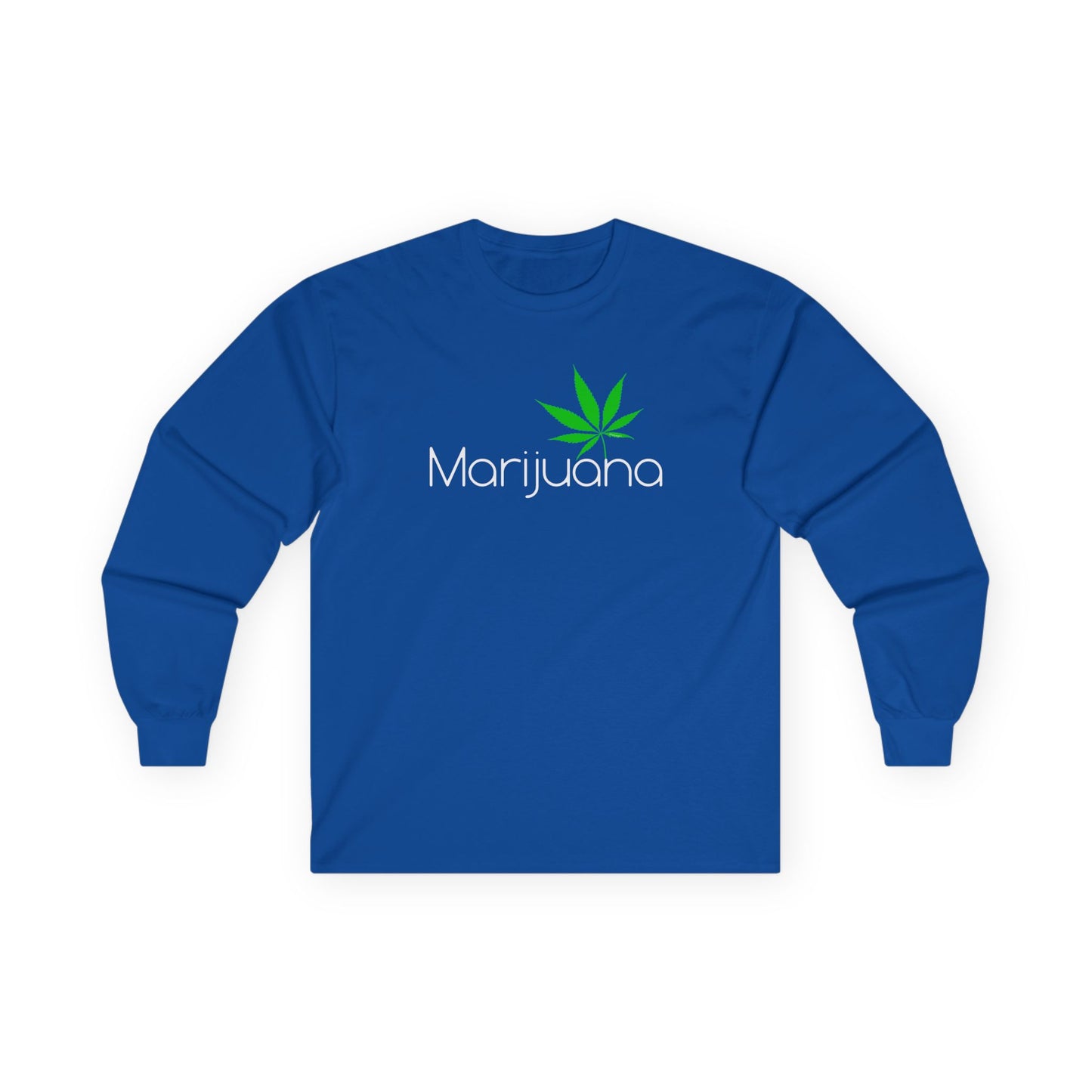 Marijuana Text and Leaf Adult Long Sleeve Dark T-Shirt by TOOLOUD