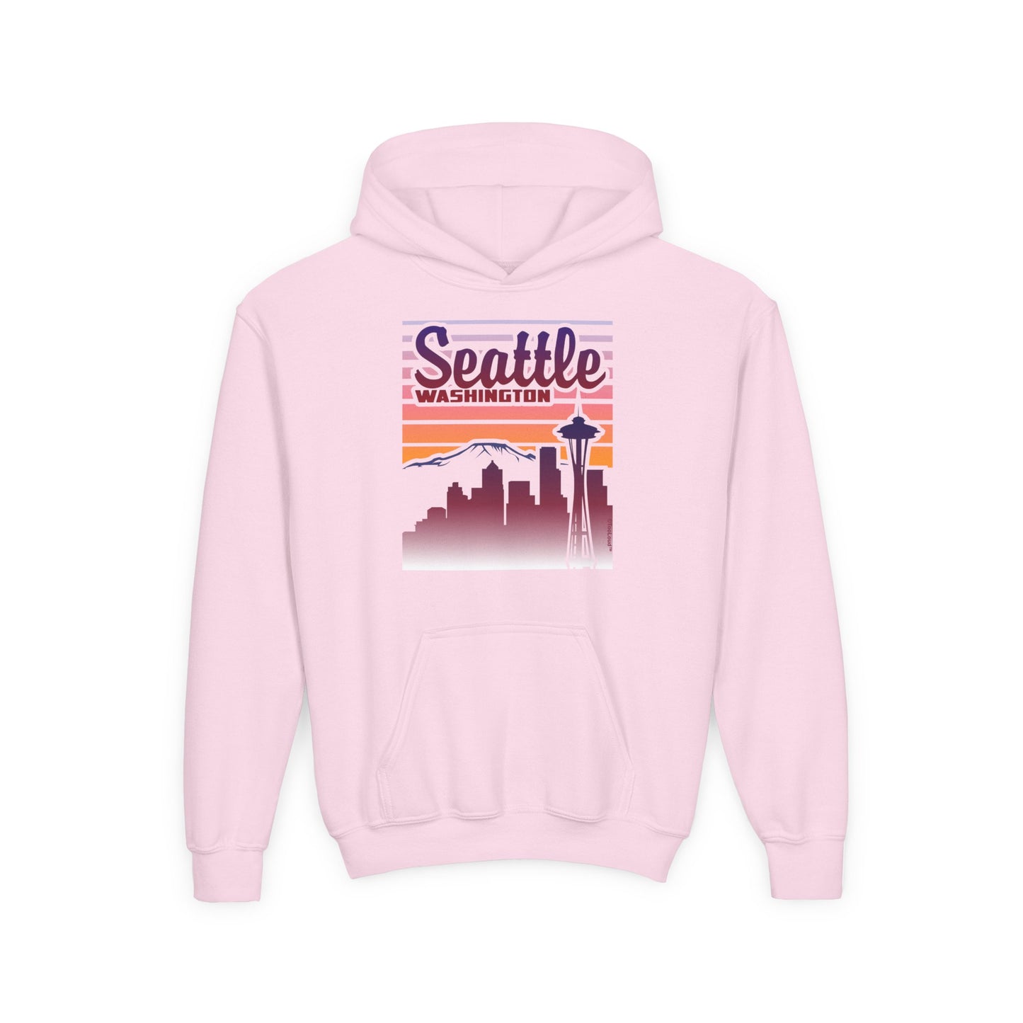 Seattle Washington Sunset Youth Children's Hoodie by TOOLOUD