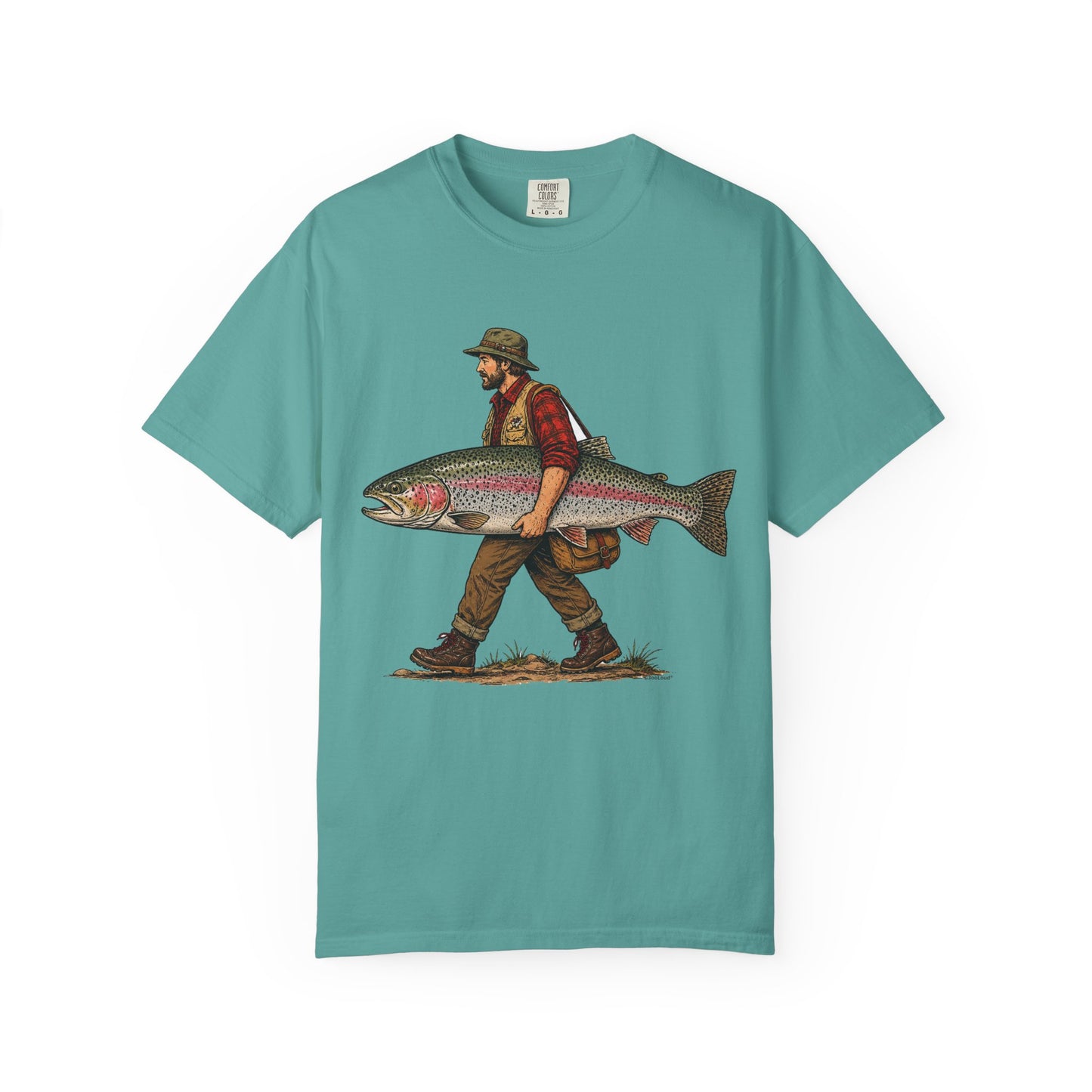 Fisherman - Huge Rainbow Trout Unisex Garment-Dyed Adult T-shirt