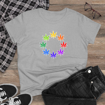 Rainbow Pot - Marijuana Leaf Women’s T-Shirt Cotton Tee (INTL-ORDERS)