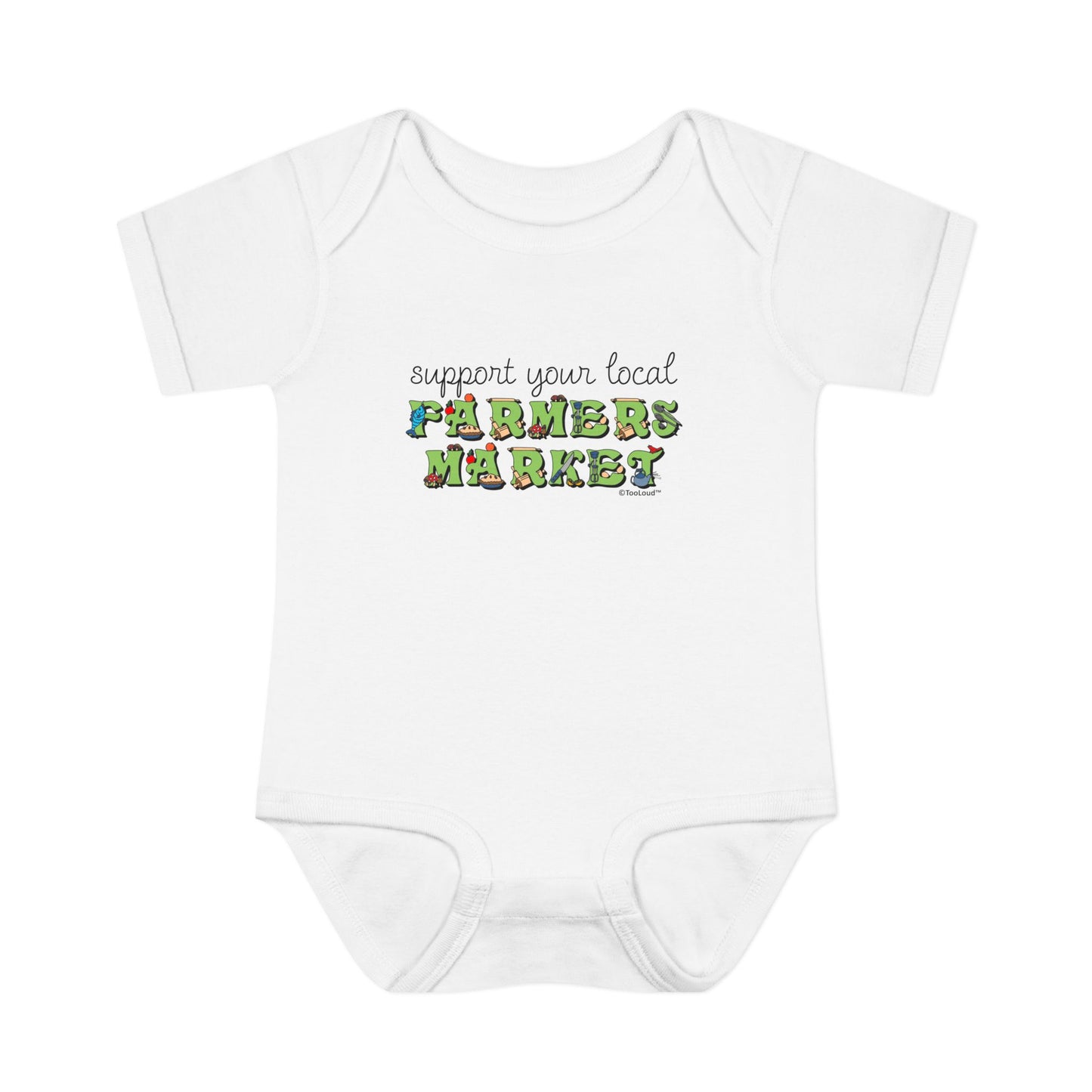 Support Your Local Farmers Market – Color Baby Romper Bodysuit by TOOLOUD