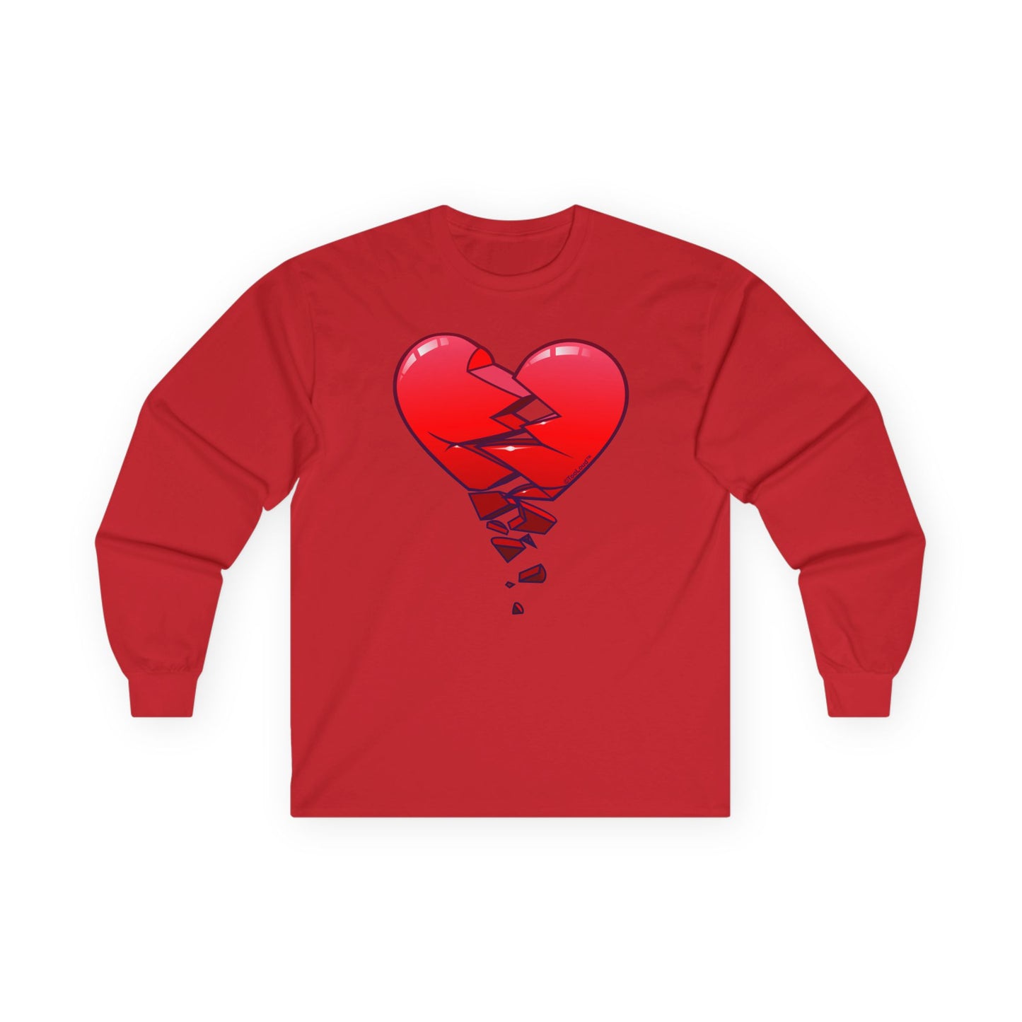 Crumbling Broken Heart Adult Long Sleeve T-Shirt by TOOLOUD