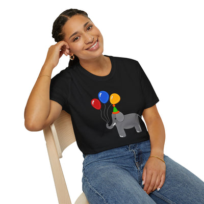 Cute Elephant with Balloons Unisex Adult T-Shirt by TOOLOUD