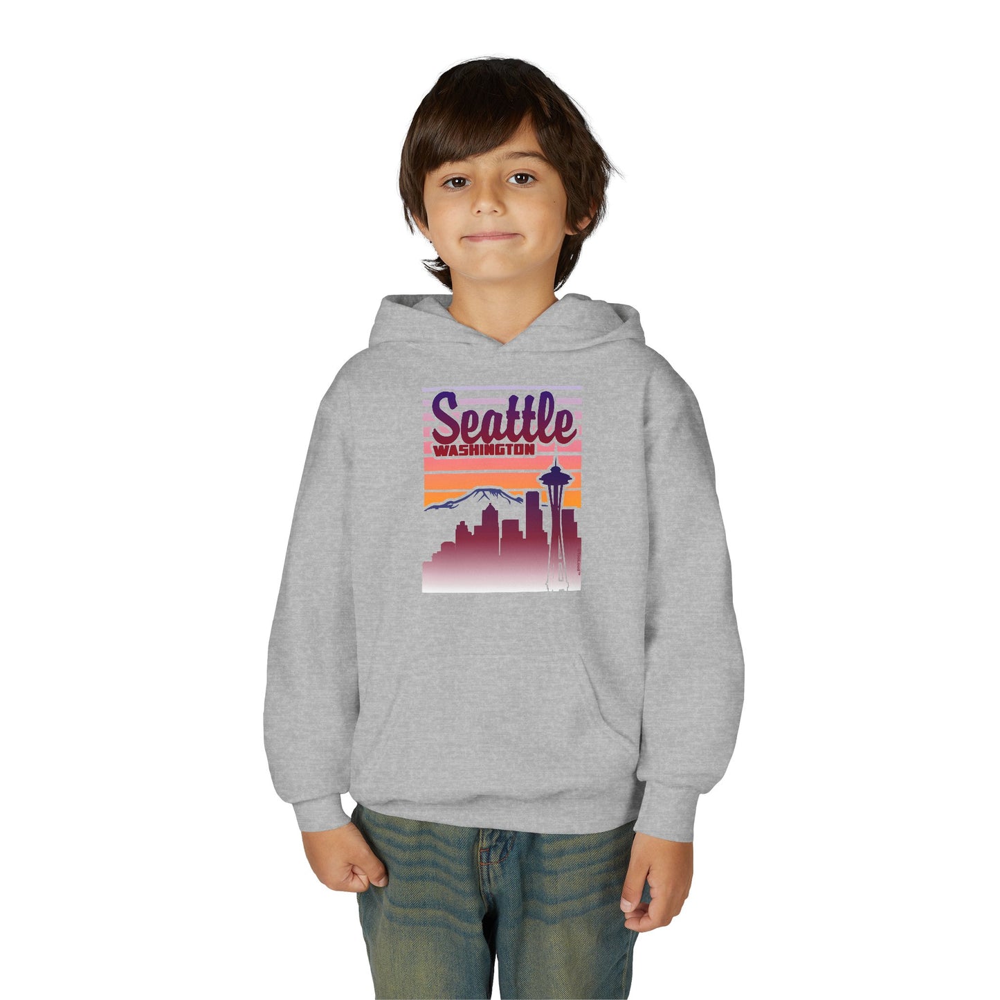 Seattle Washington Sunset Youth Children's Hoodie by TOOLOUD