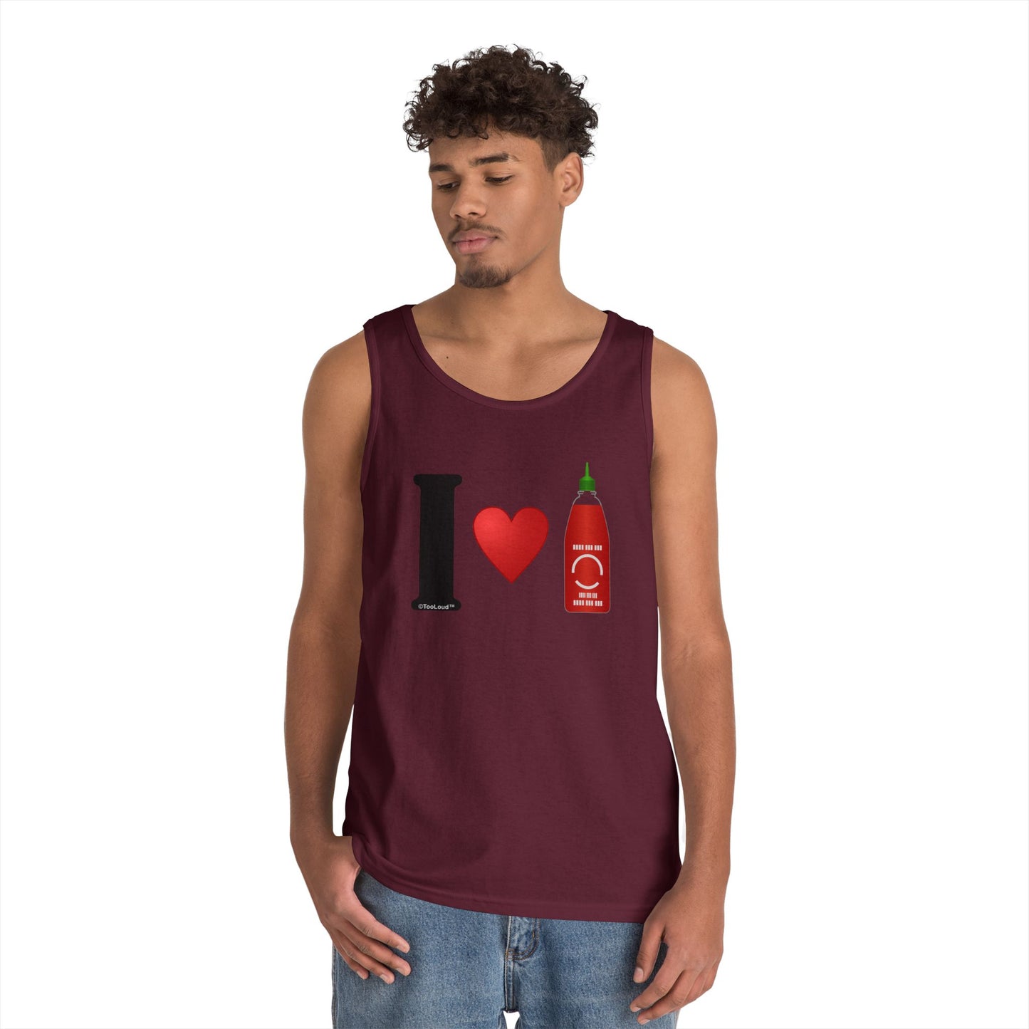 I Heart Sriracha Design Adult Tank Top by TOOLOUD