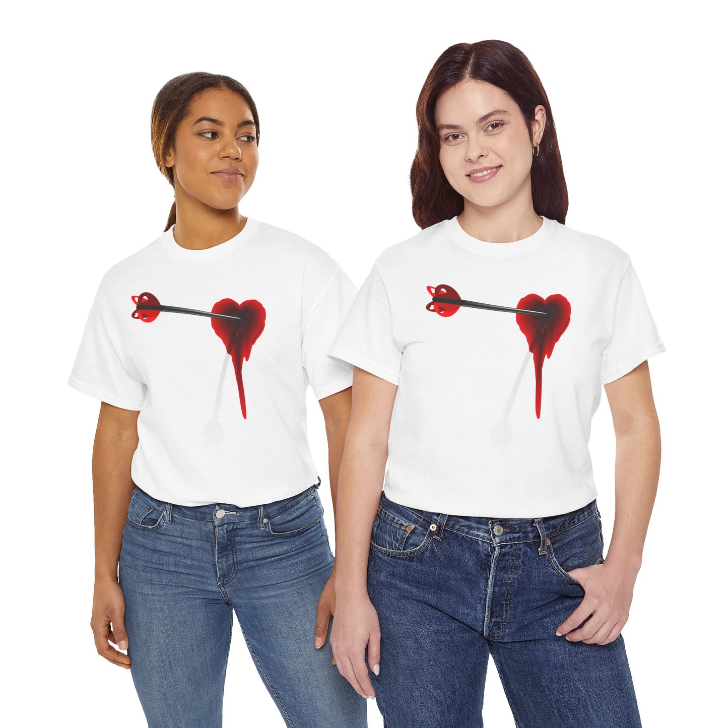 Cupid's Arrow – Heart Shot Wound Design Adult Unisex T-Shirt by TOOLOUD