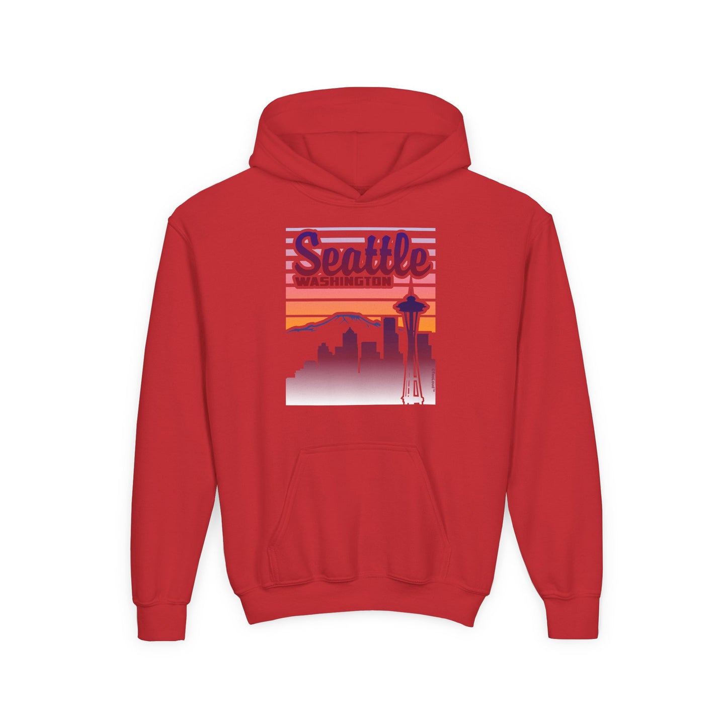 Seattle Washington Sunset Youth Children's Hoodie by TOOLOUD