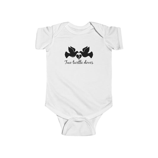 TooLoud Two Turtle Doves Text Infant Baby Romper Bodysuit