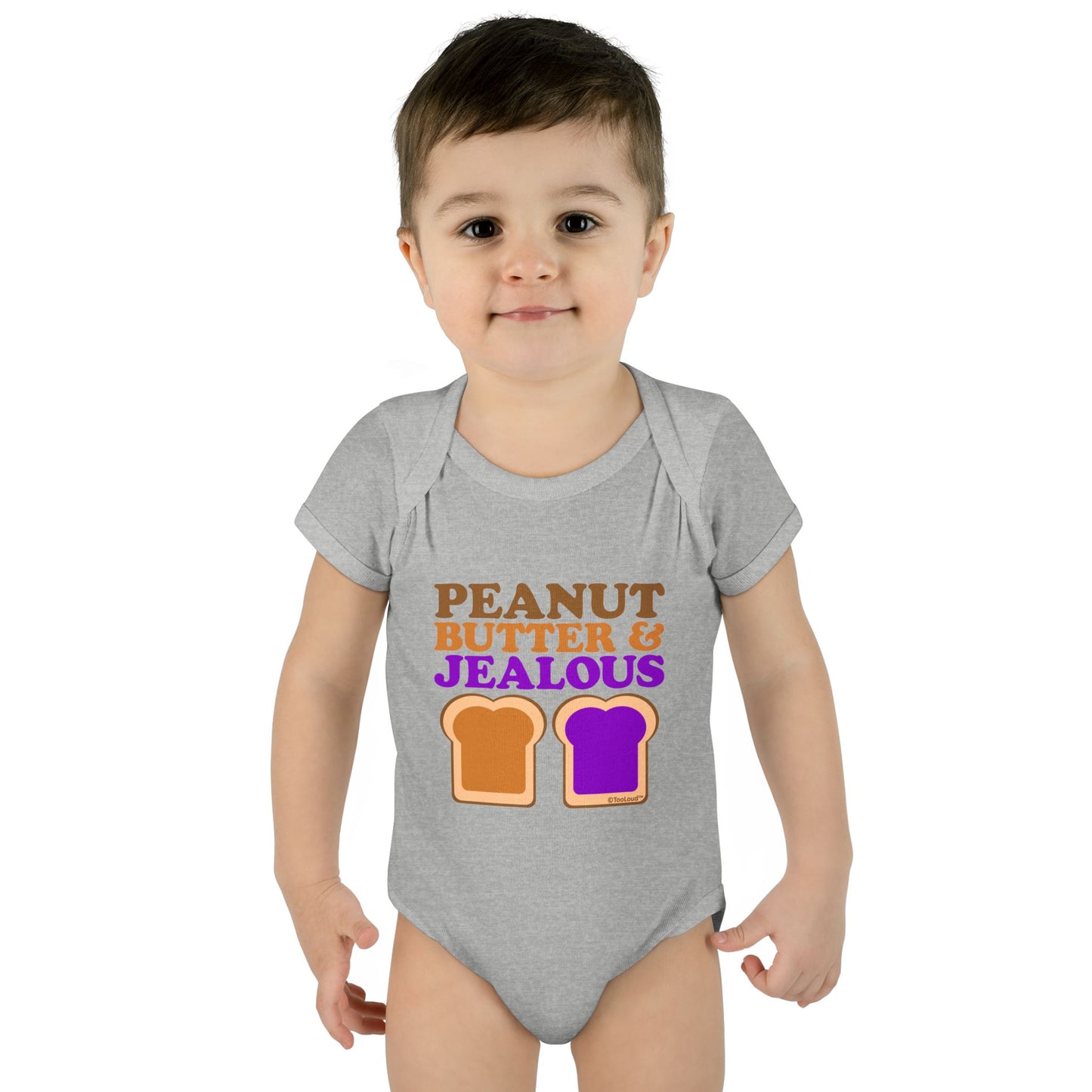 Peanut Butter and Jealous Baby Romper Bodysuit by TOOLOUD