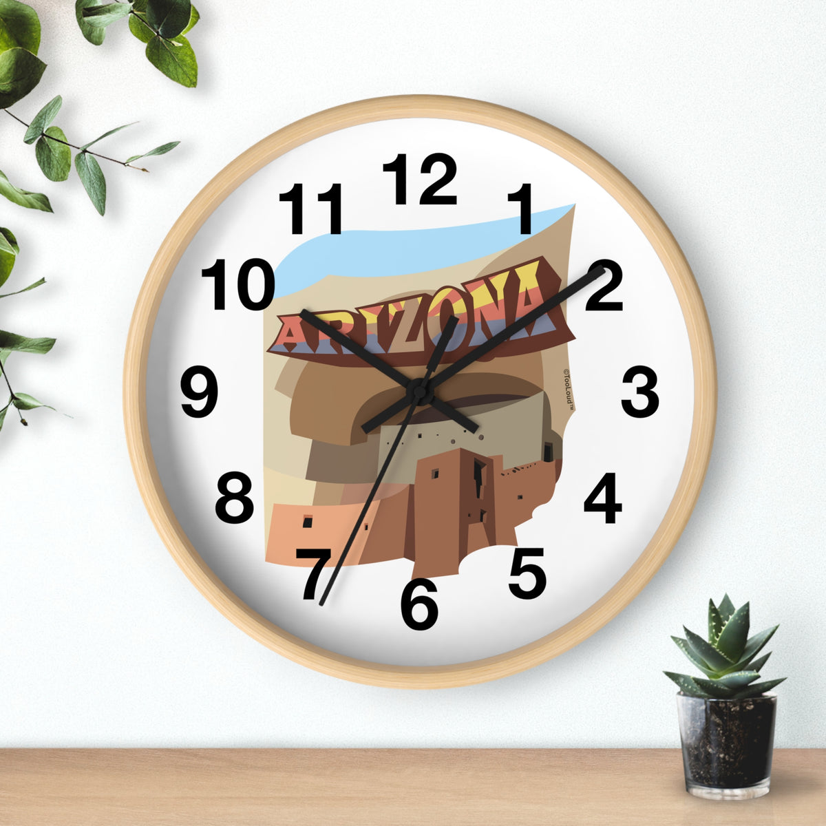 Arizona Montezuma Castle 10" Round Wall Clock with Numbers by TOOLOUD
