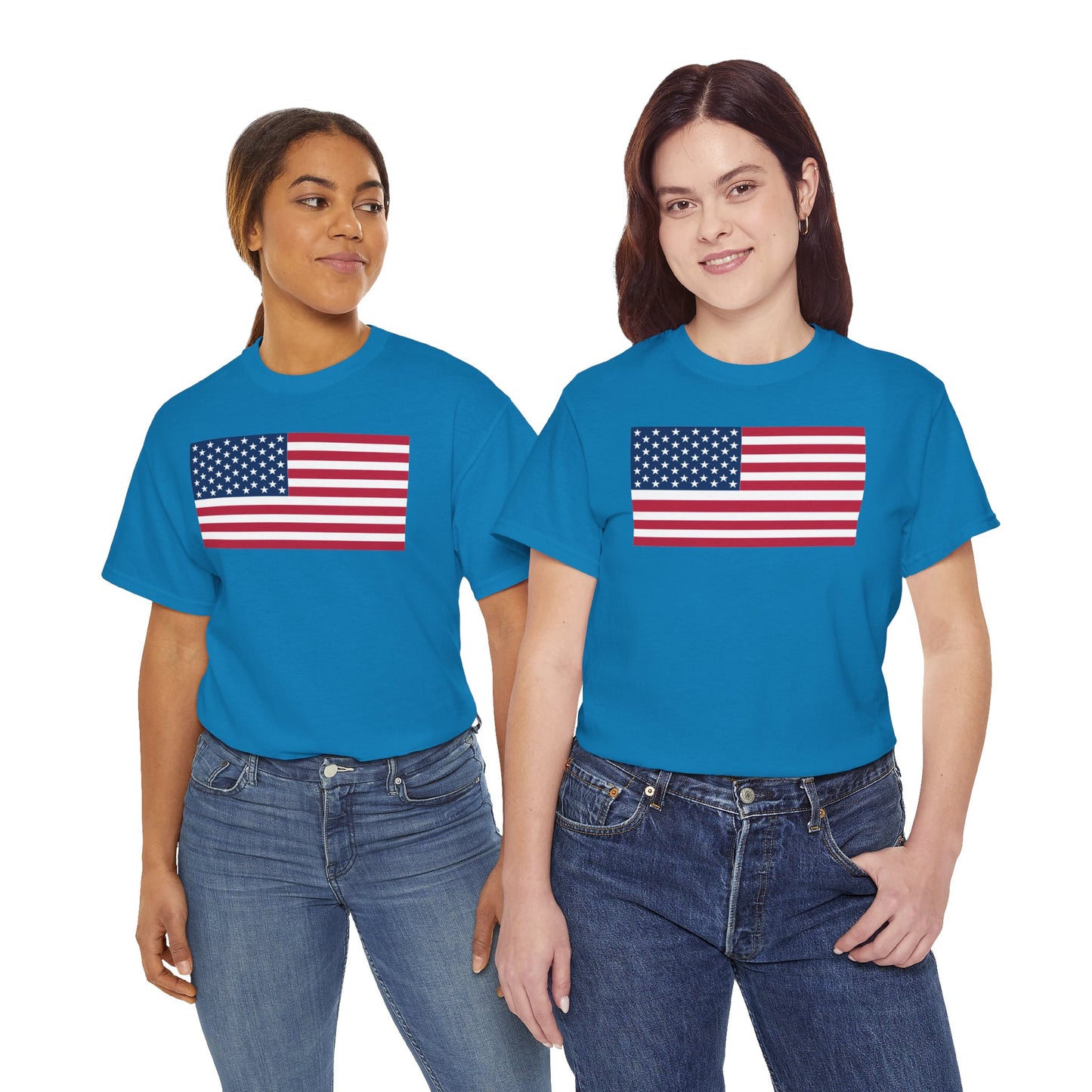 Patriotic American Flag Adult Cotton T-Shirt by TOOLOUD