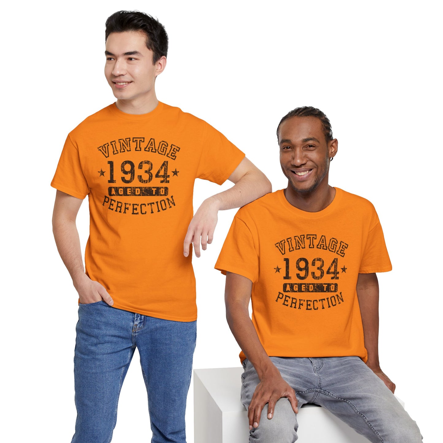1934 - Adult Unisex Vintage Birth Year Aged to Perfection Birthday T-Shirt by TOOLOUD