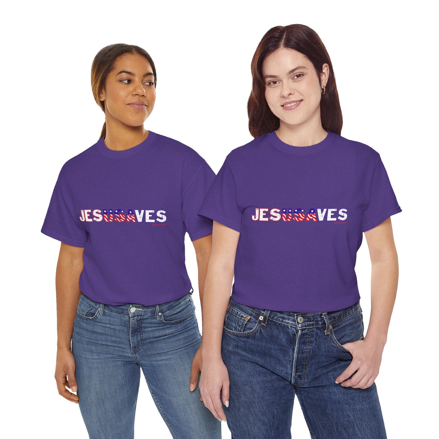 JesUSAves - Jesus Saves USA Design Adult Dark T-Shirt by TOOLOUD