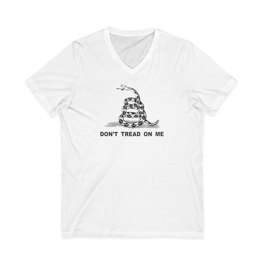 Subdued Don’t Tread On Me Gadsden Flag Rattlesnake Adult V-Neck T-Shirt by TOOLOUD™