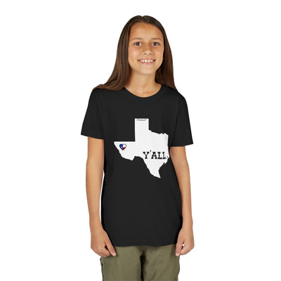 TOOLOUD Texas State Y'all Design with Flag Heart Children's Dark T-Shirt