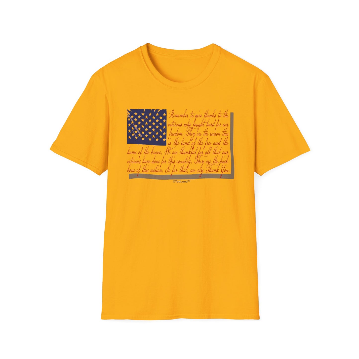 Veterans Scripted Flag Adult T-Shirt by TOOLOUD