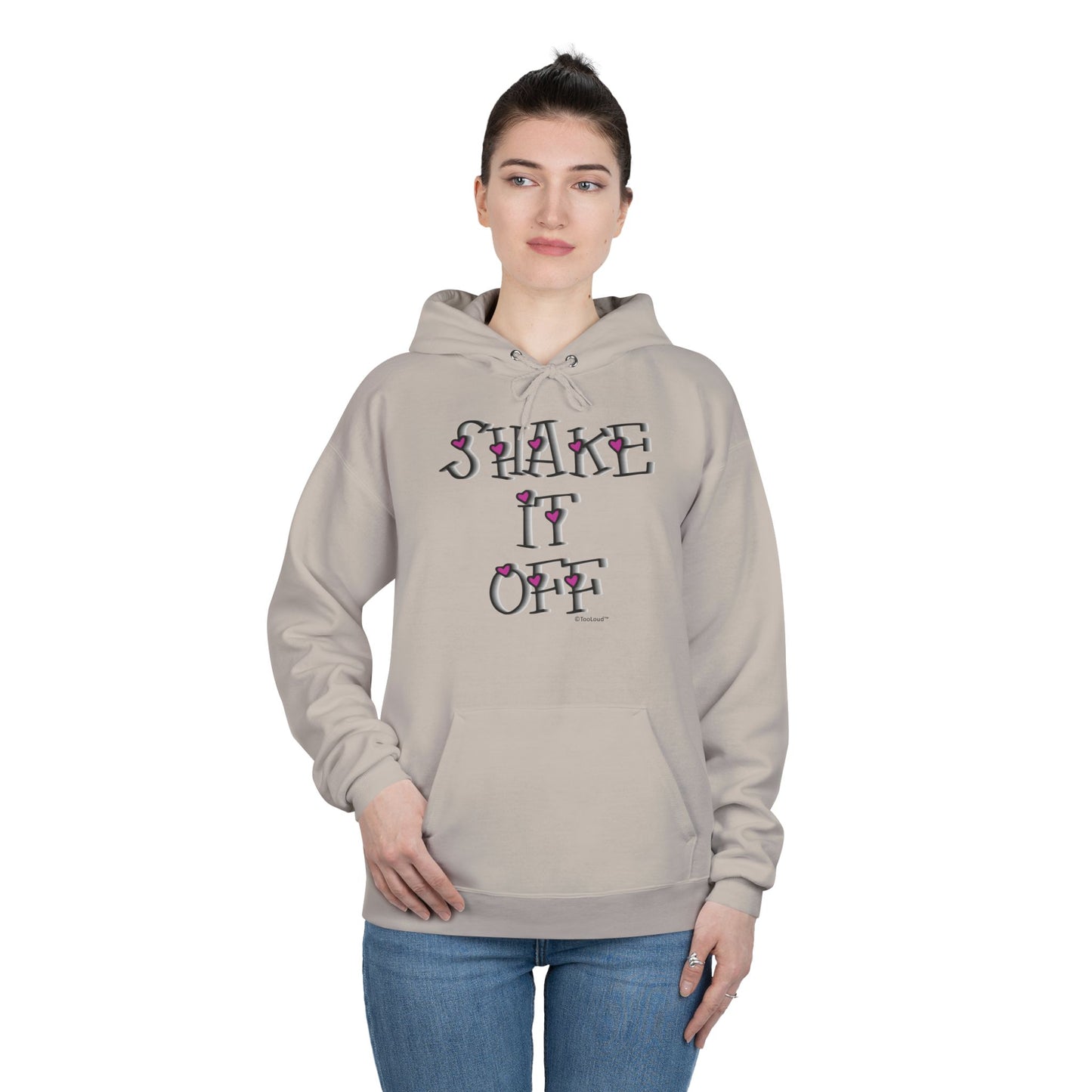 Shake It Off Text Cute with Hearts Hoodie Sweatshirt by TOOLOUD