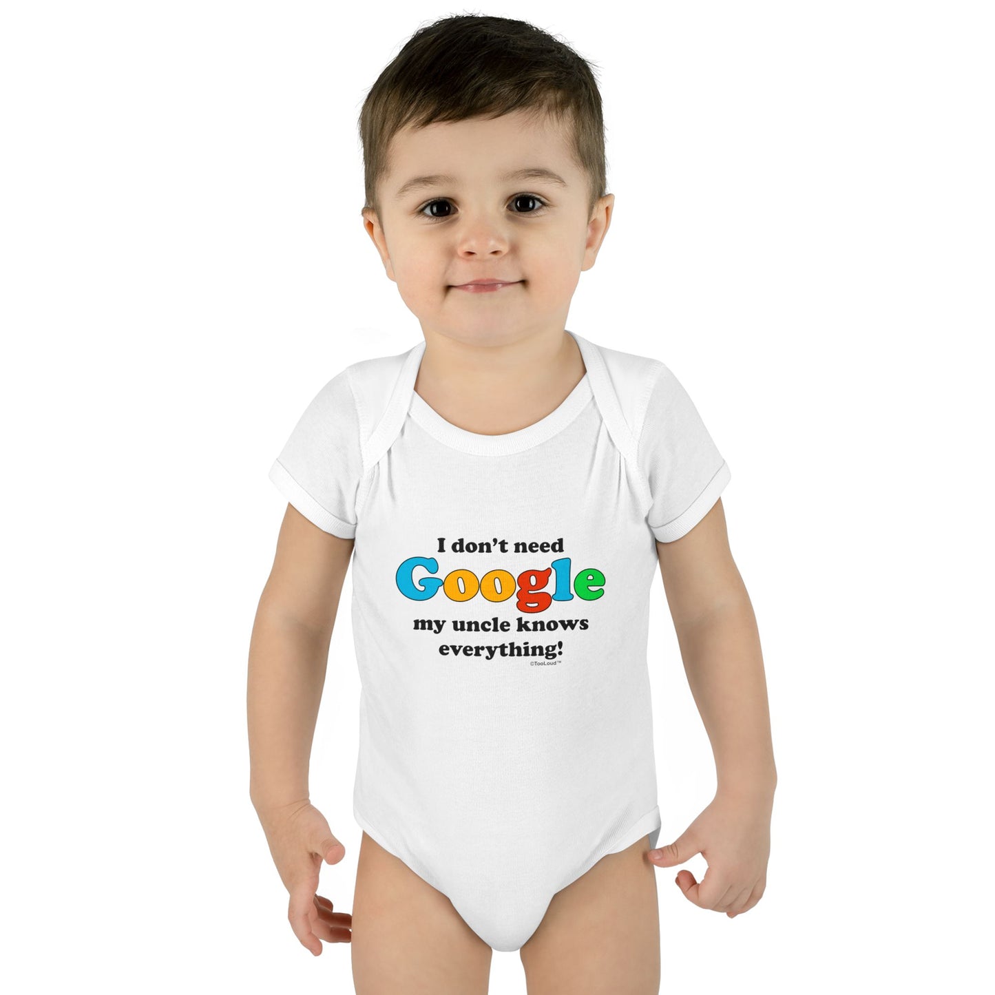 TooLoud "I Don't Need Google – Uncle" Baby Romper Bodysuit Infant Fine Jersey