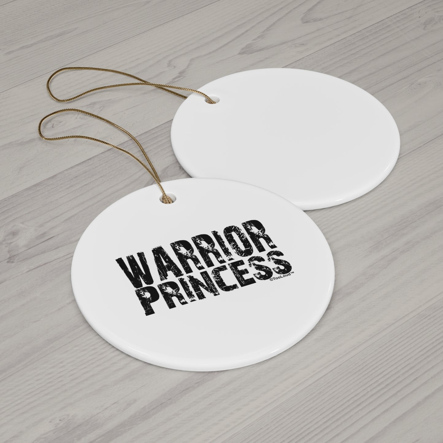 Warrior Princess Black and White Holiday Ornament – Available in 4 Shapes by TOOLOUD