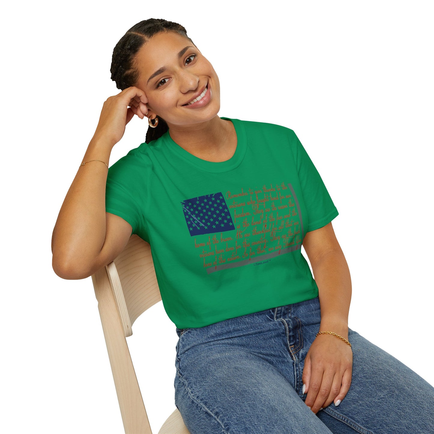 Veterans Scripted Flag Adult T-Shirt by TOOLOUD