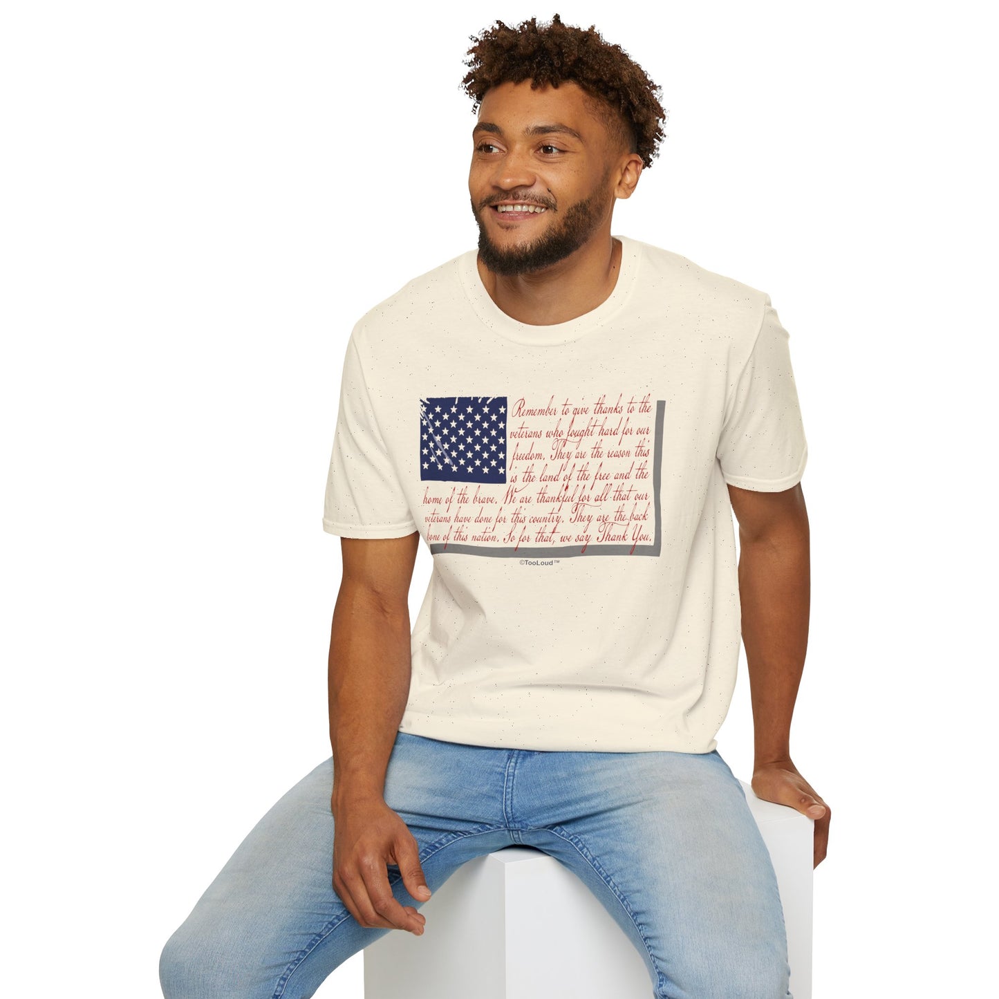 Veterans Scripted Flag Adult T-Shirt by TOOLOUD