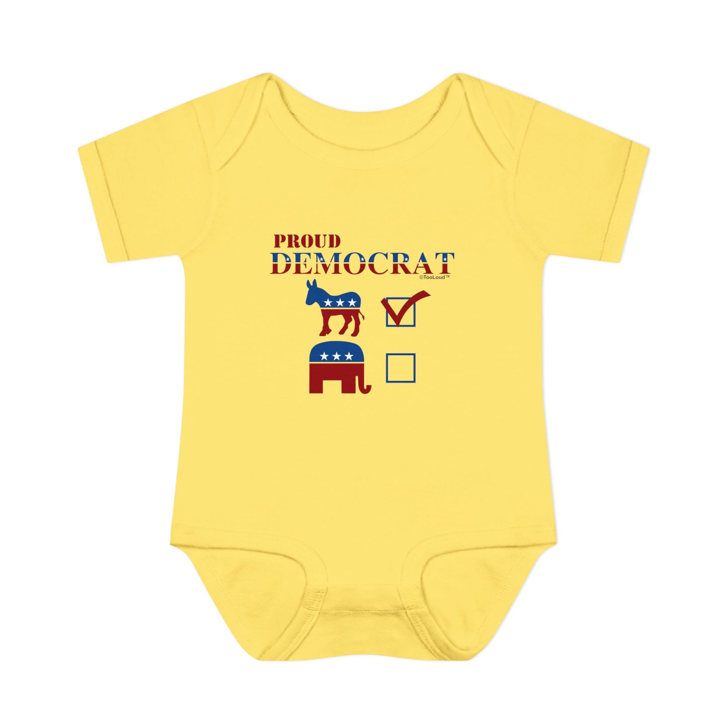Proud Democrat Checkmark Baby Romper Bodysuit by TOOLOUD