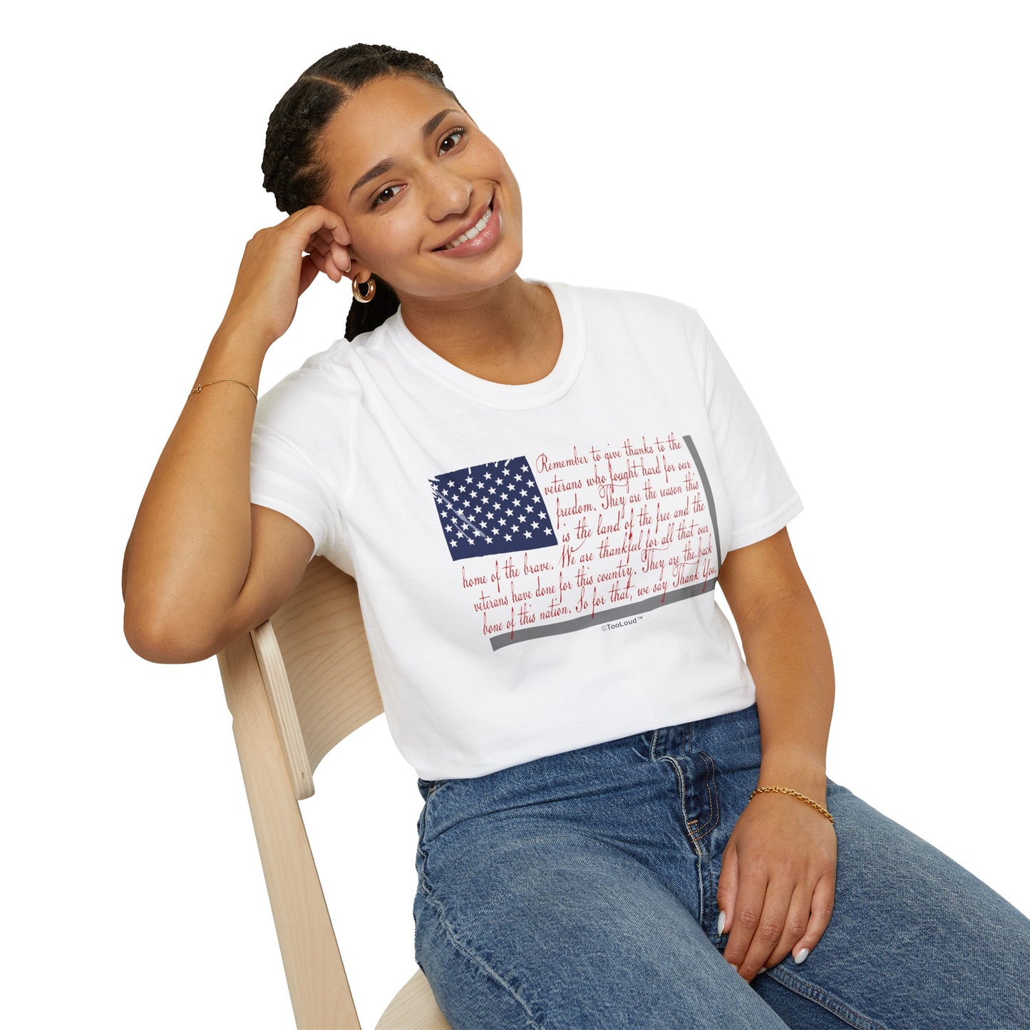 Veterans Scripted Flag Adult T-Shirt by TOOLOUD
