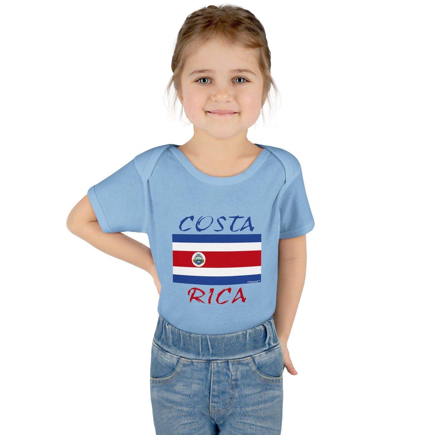 Costa Rica Flag Baby Romper Bodysuit by TOOLOUD