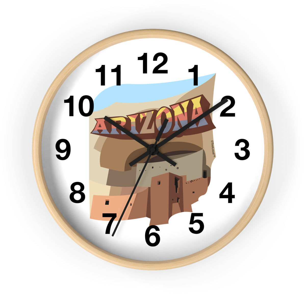 Arizona Montezuma Castle 10" Round Wall Clock with Numbers by TOOLOUD