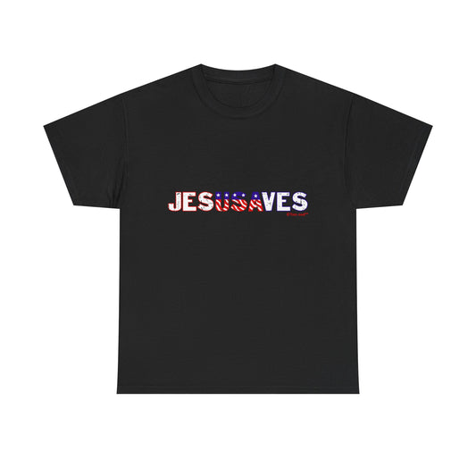 JesUSAves - Jesus Saves USA Design Adult Dark T-Shirt by TOOLOUD