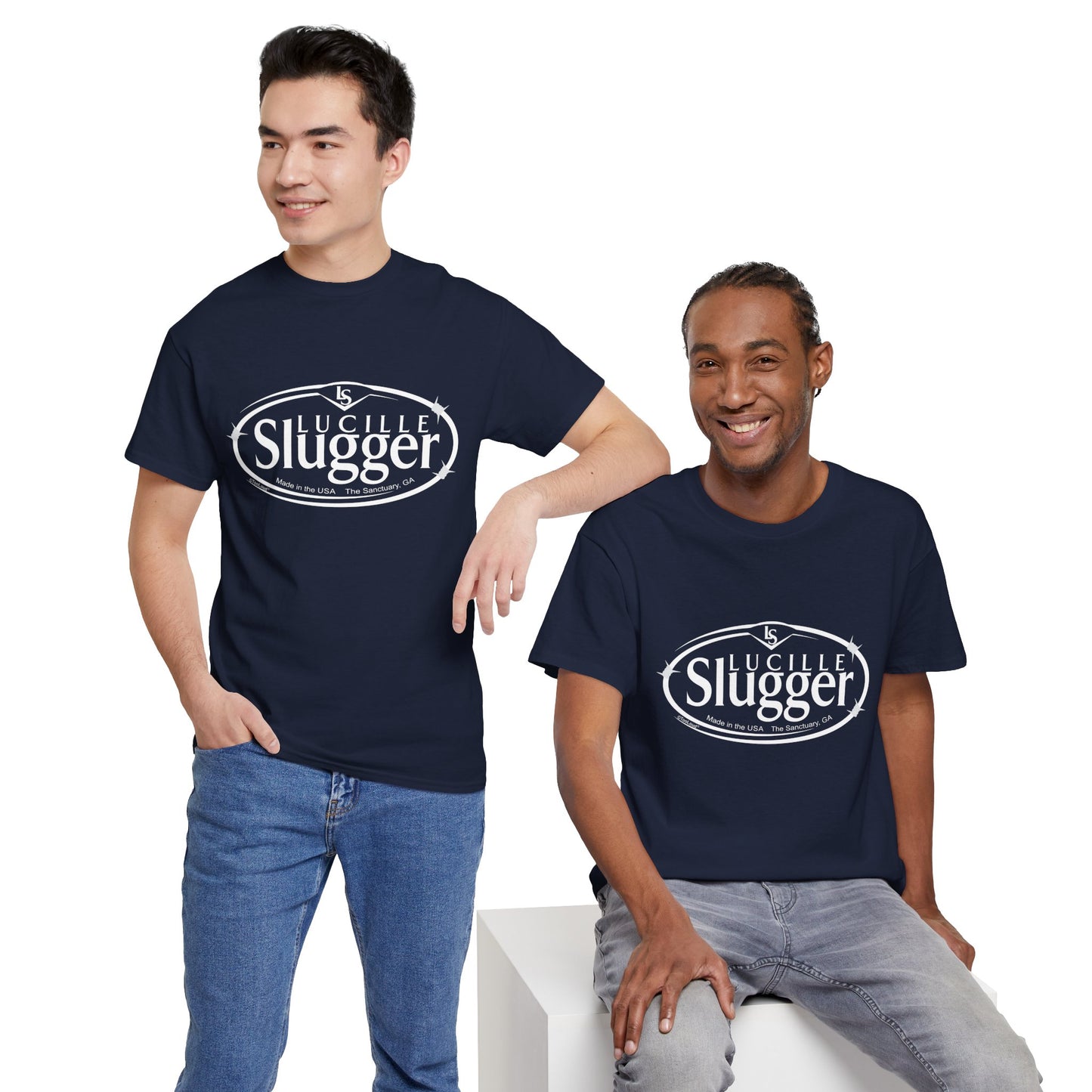Lucille Slugger Logo Adult Dark T-Shirt by TOOLOUD