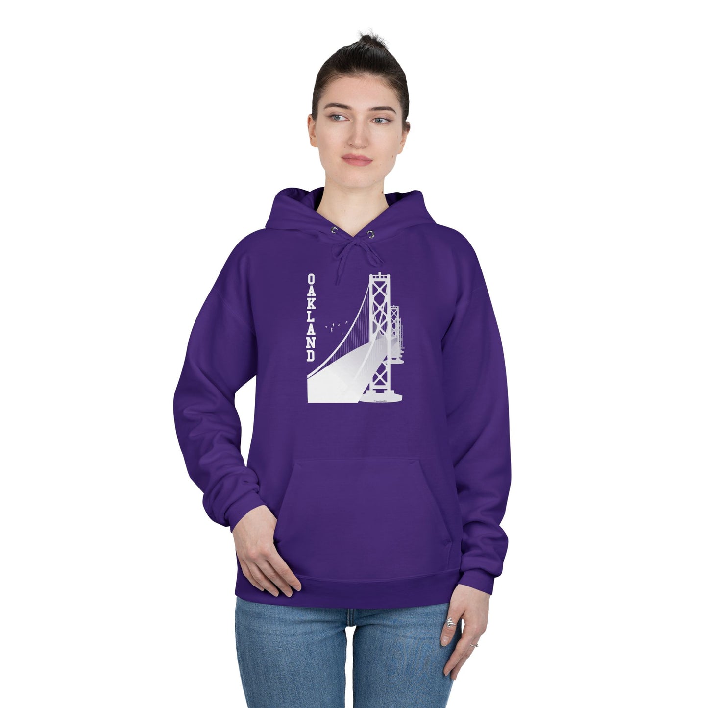 Oakland Text Bay Bridge Dark Pullover Hoodie Sweatshirt by TOOLOUD