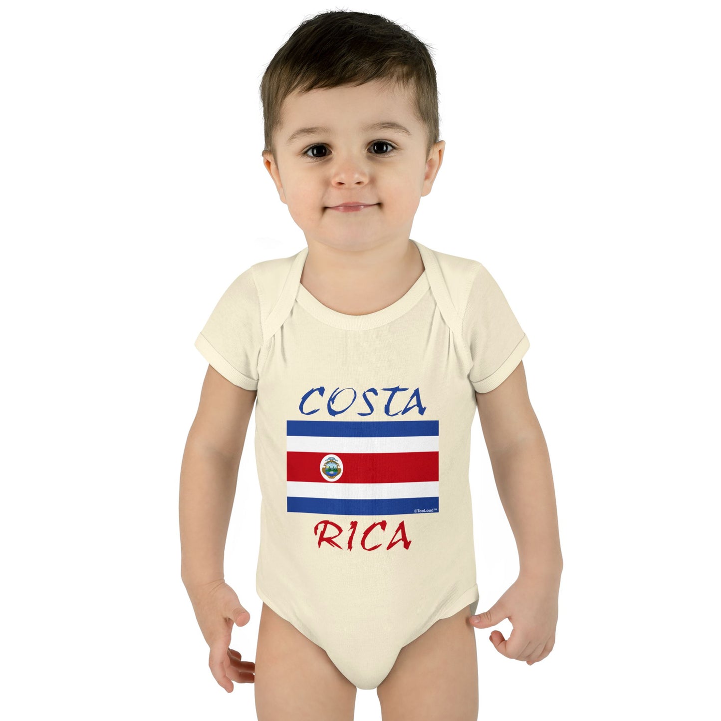 Costa Rica Flag Baby Romper Bodysuit by TOOLOUD