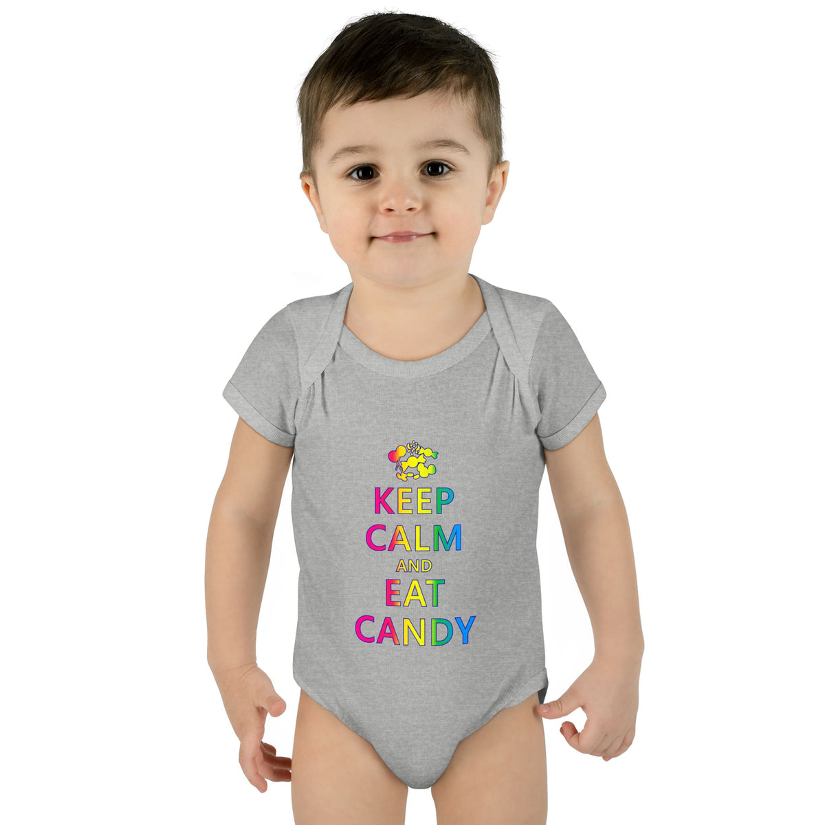 Keep Calm and Eat Candy Infant One Piece Bodysuit by TOOLOUD
