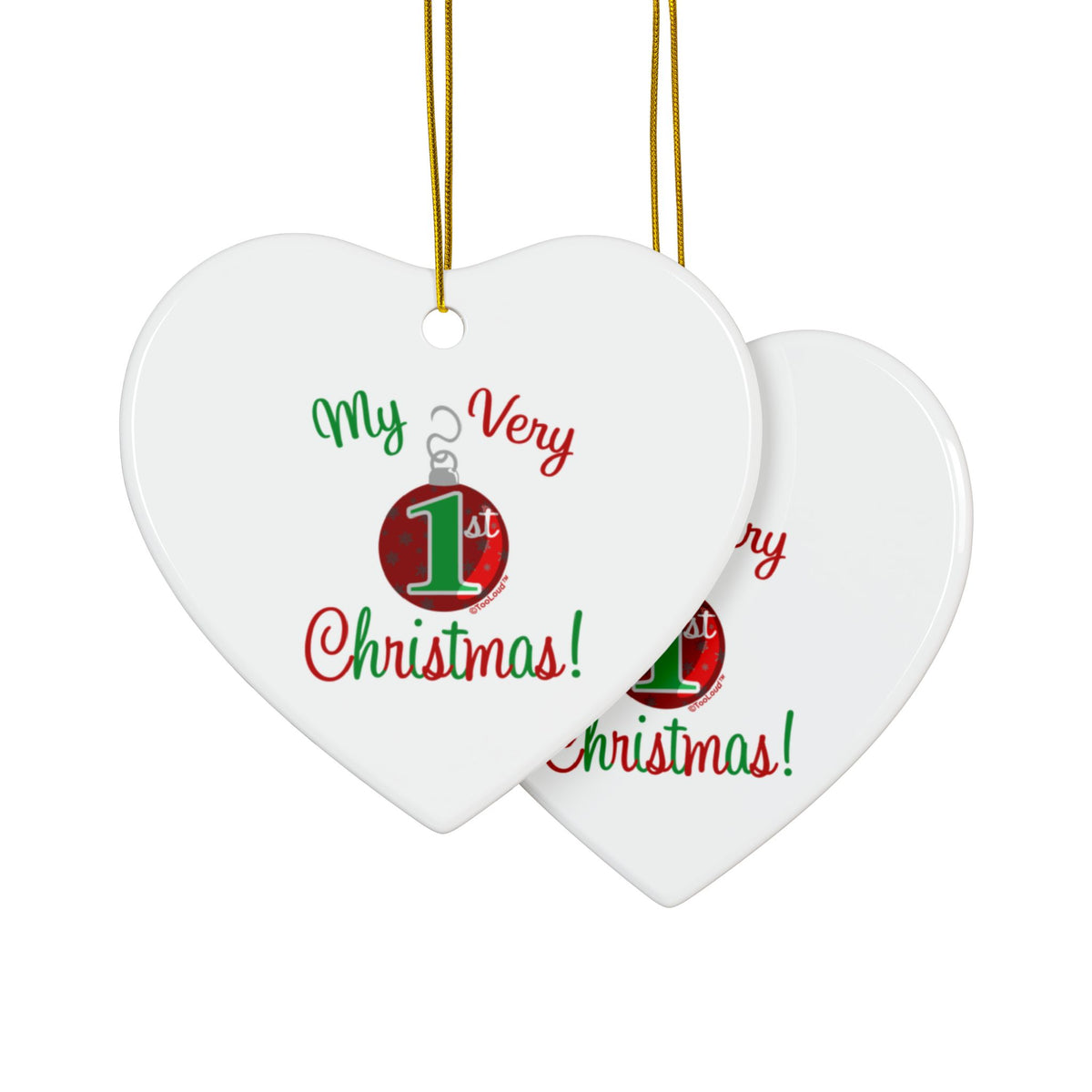 My Very 1st Christmas Ceramic Ornament – 4 Shape Options Double-Sided by TOOLOUD