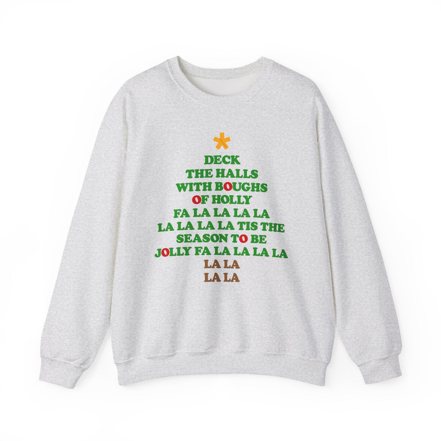 Deck the Halls Lyrics Christmas Tree Adult Sweatshirt by TOOLOUD