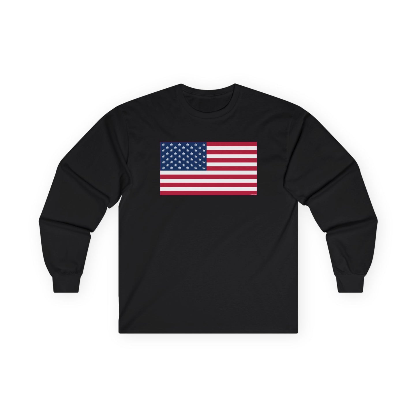 American Flag – Marijuana Leaf Adult Long Sleeve T-Shirt by TOOLOUD
