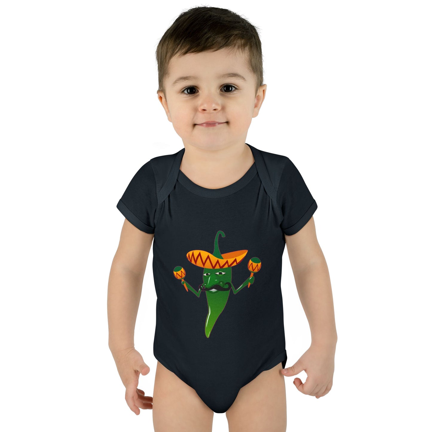 Green Hot Mexican Chili Pepper Cute Infant One-Piece Baby Bodysuit by TOOLOUD