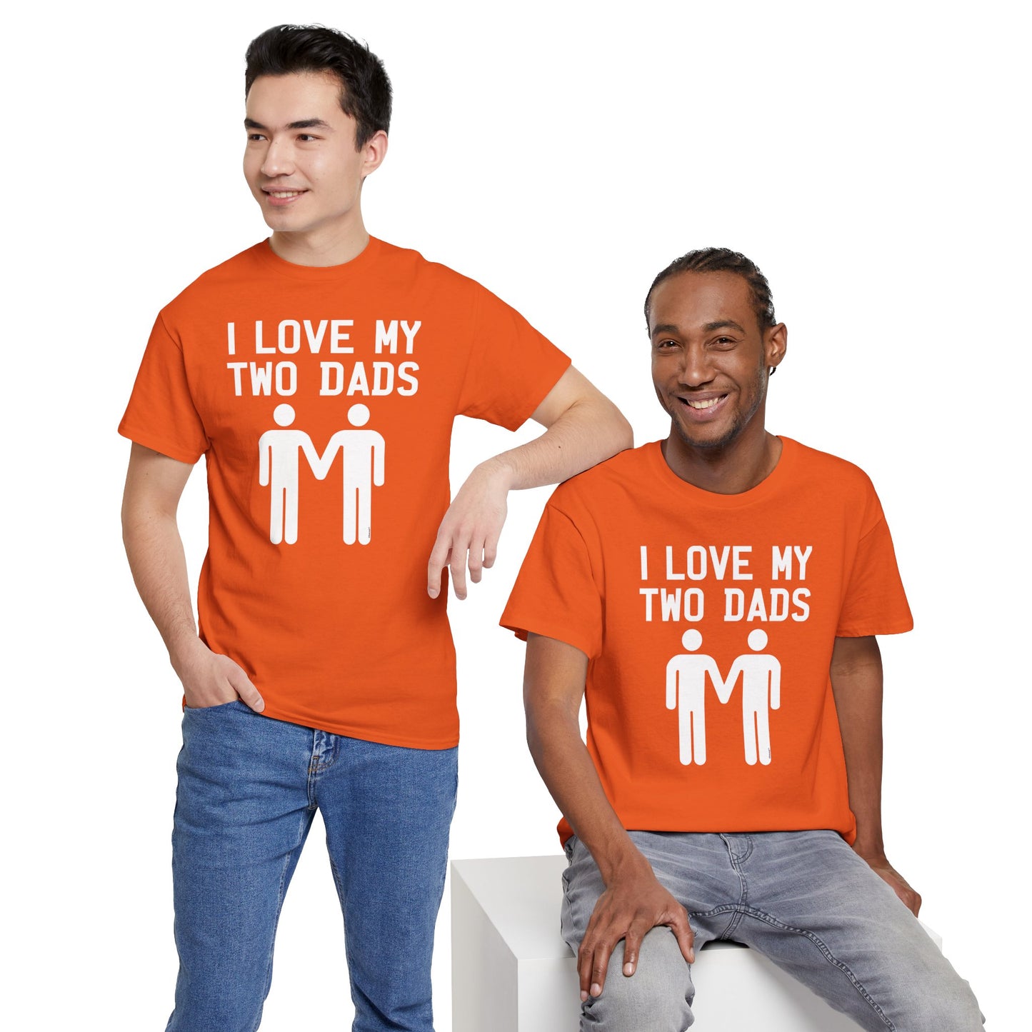 I Love My Two Dads Gay Fathers Unisex Dark T-Shirt by TOOLOUD