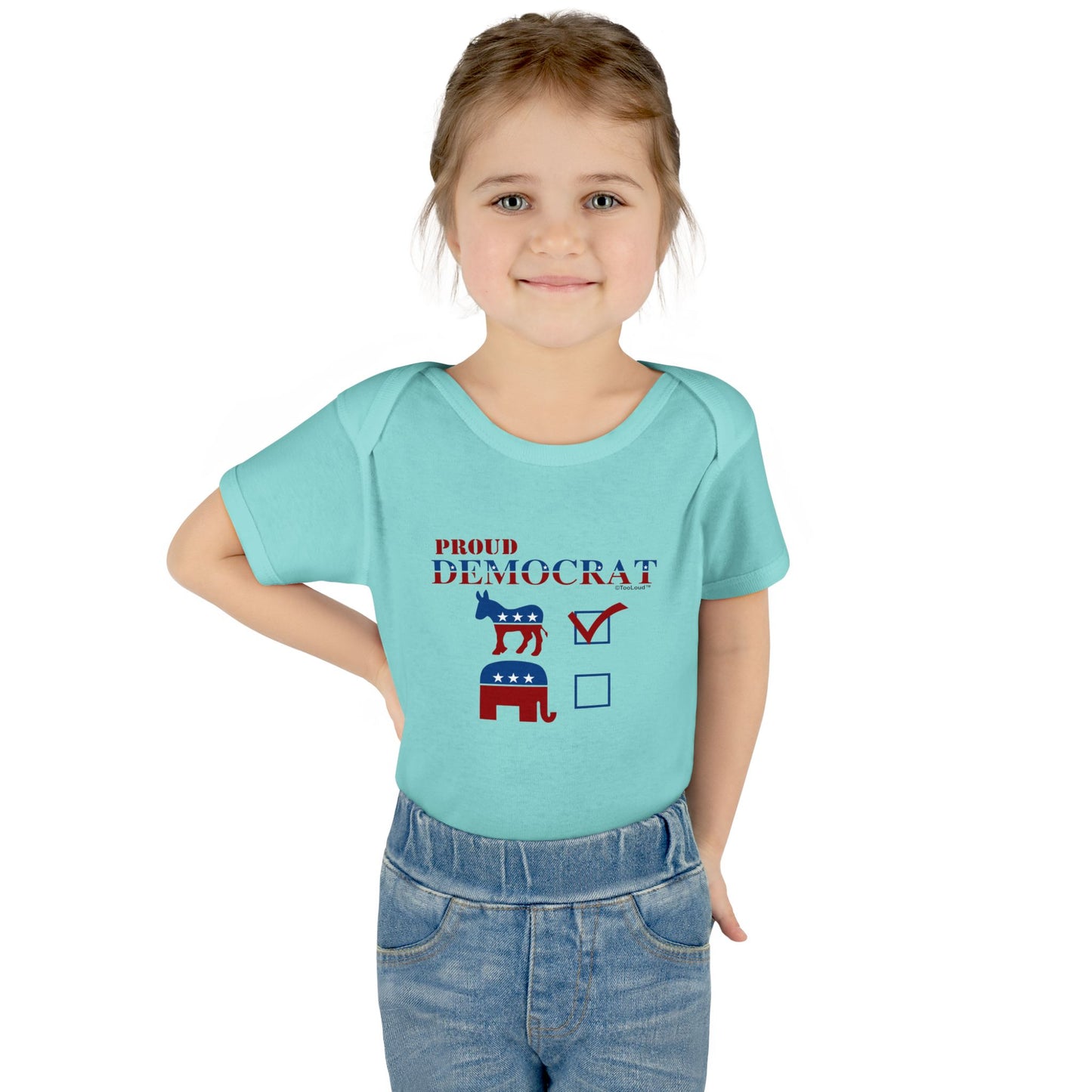 Proud Democrat Checkmark Baby Romper Bodysuit by TOOLOUD