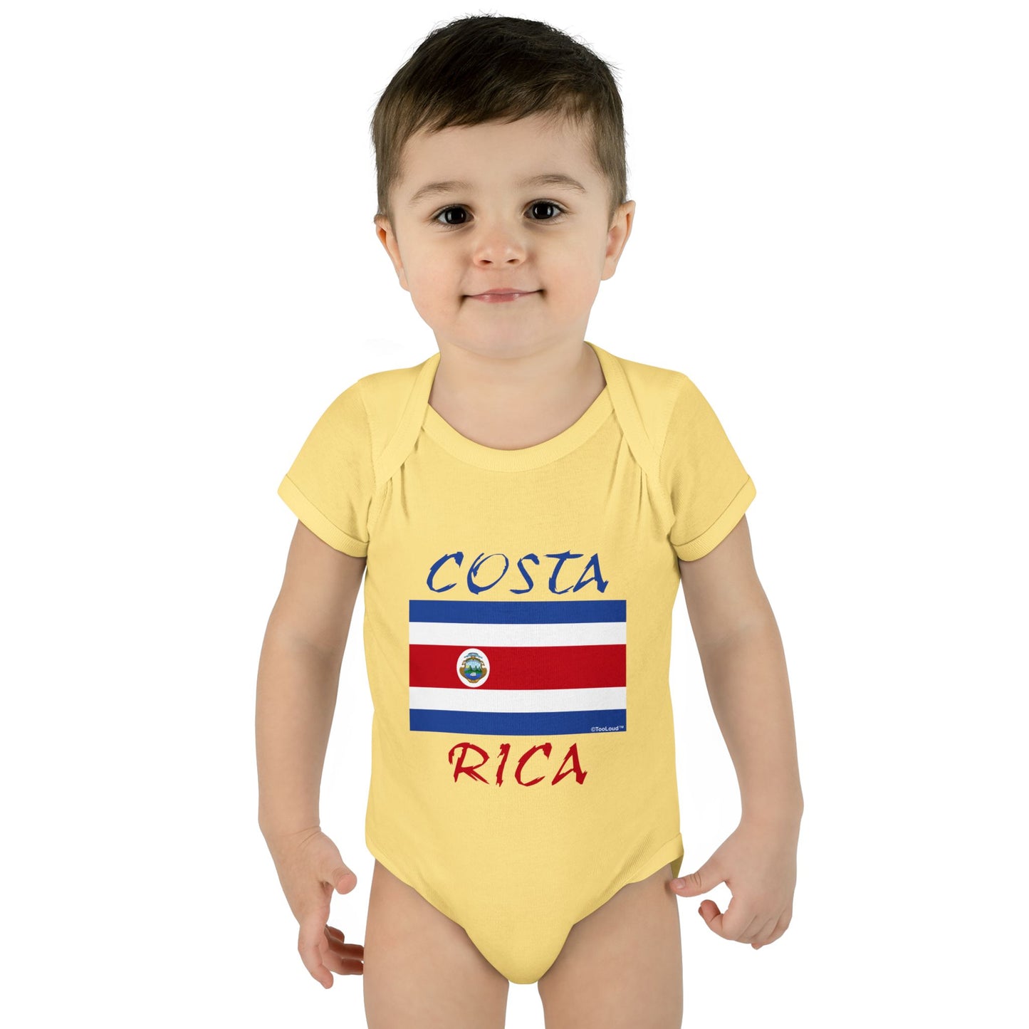 Costa Rica Flag Baby Romper Bodysuit by TOOLOUD