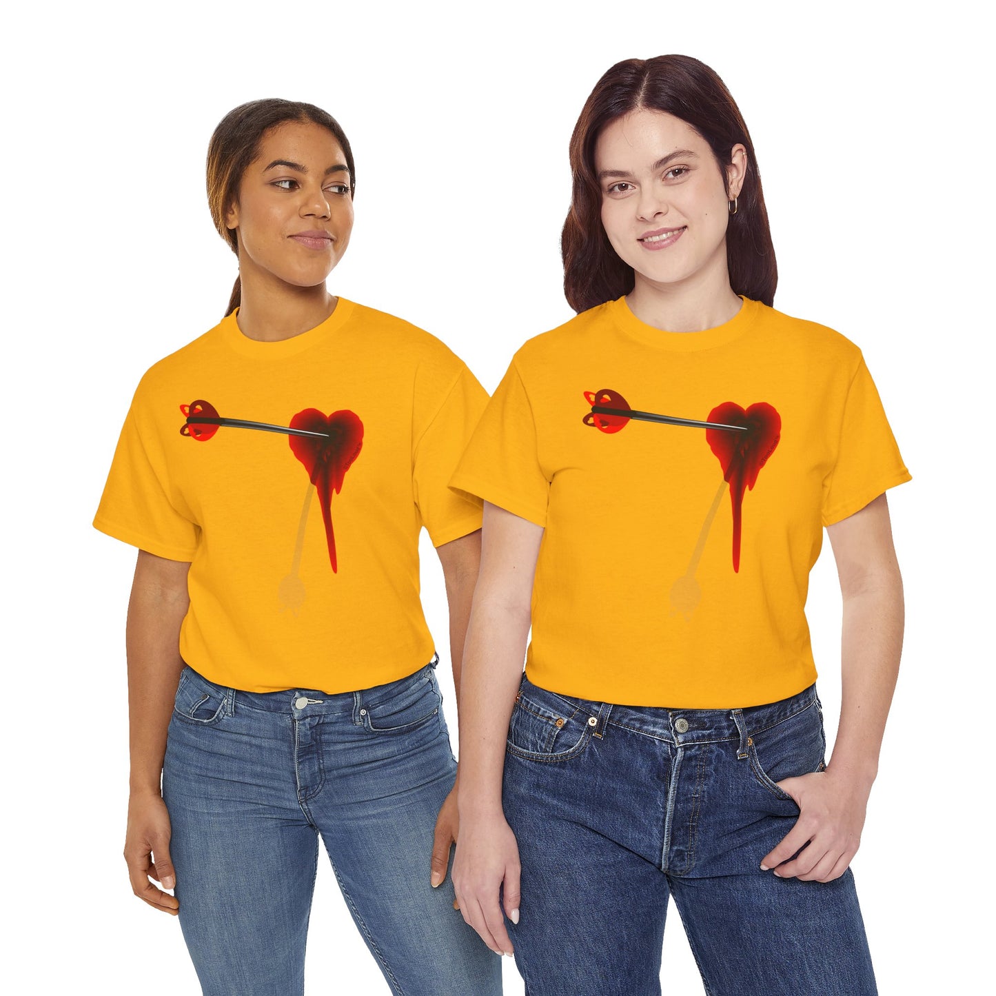 Cupid's Arrow – Heart Shot Wound Design Adult Unisex T-Shirt by TOOLOUD
