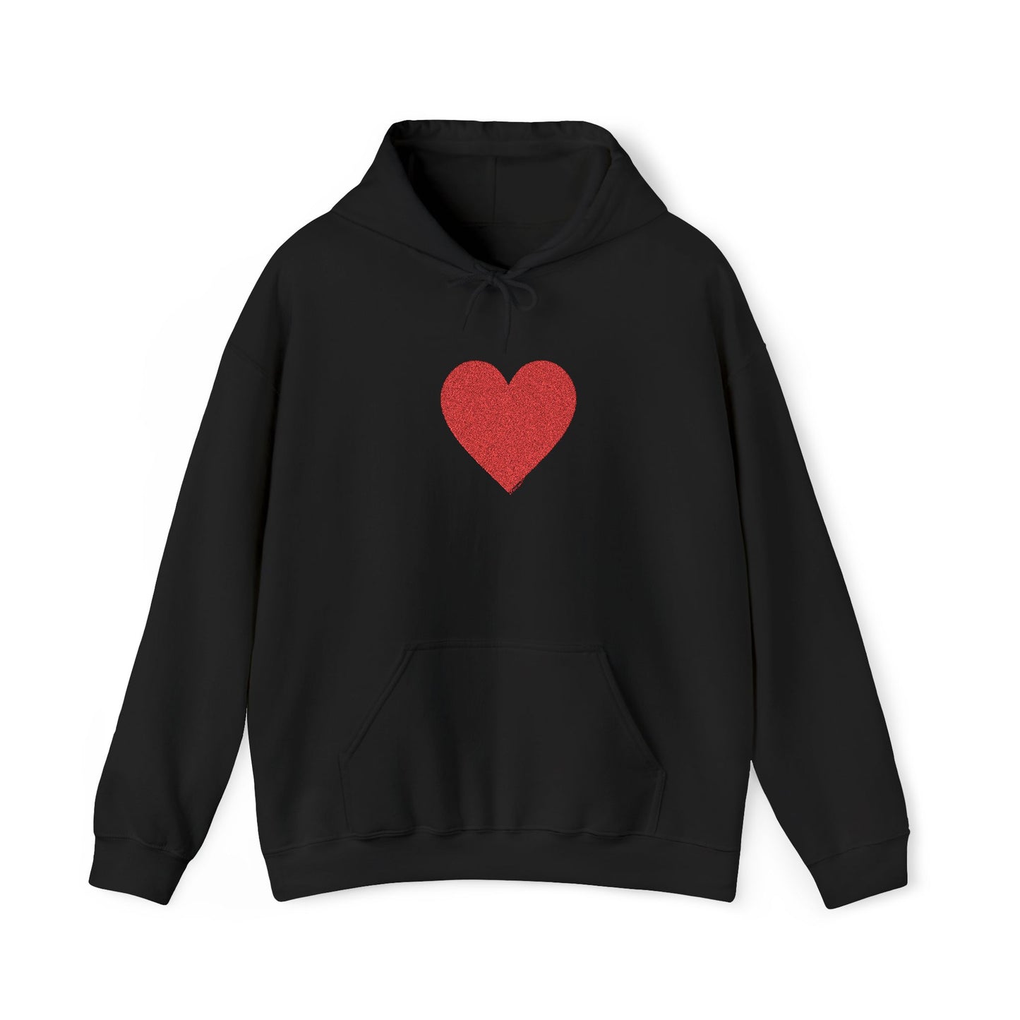 Embroidered Big Red Heart Valentine’s Day Unisex Hooded Sweatshirt by TOOLOUD