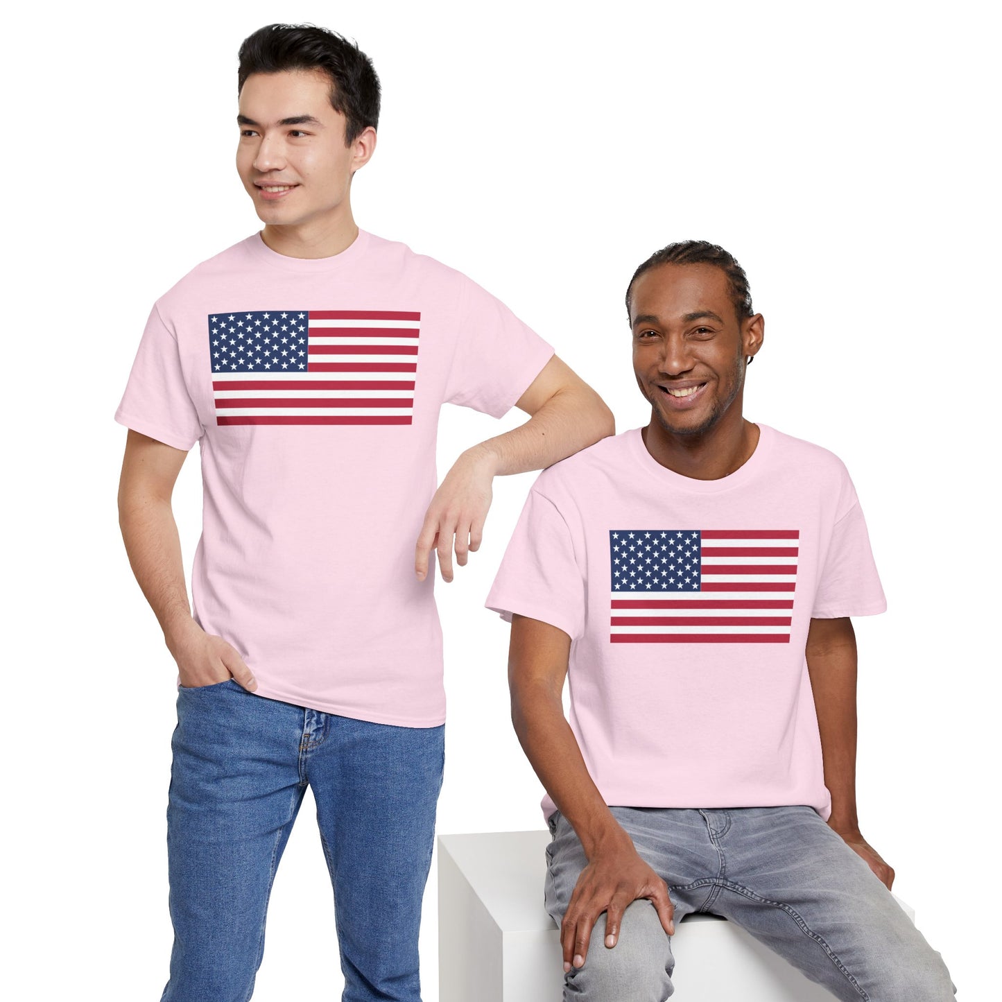 Patriotic American Flag Adult Cotton T-Shirt by TOOLOUD
