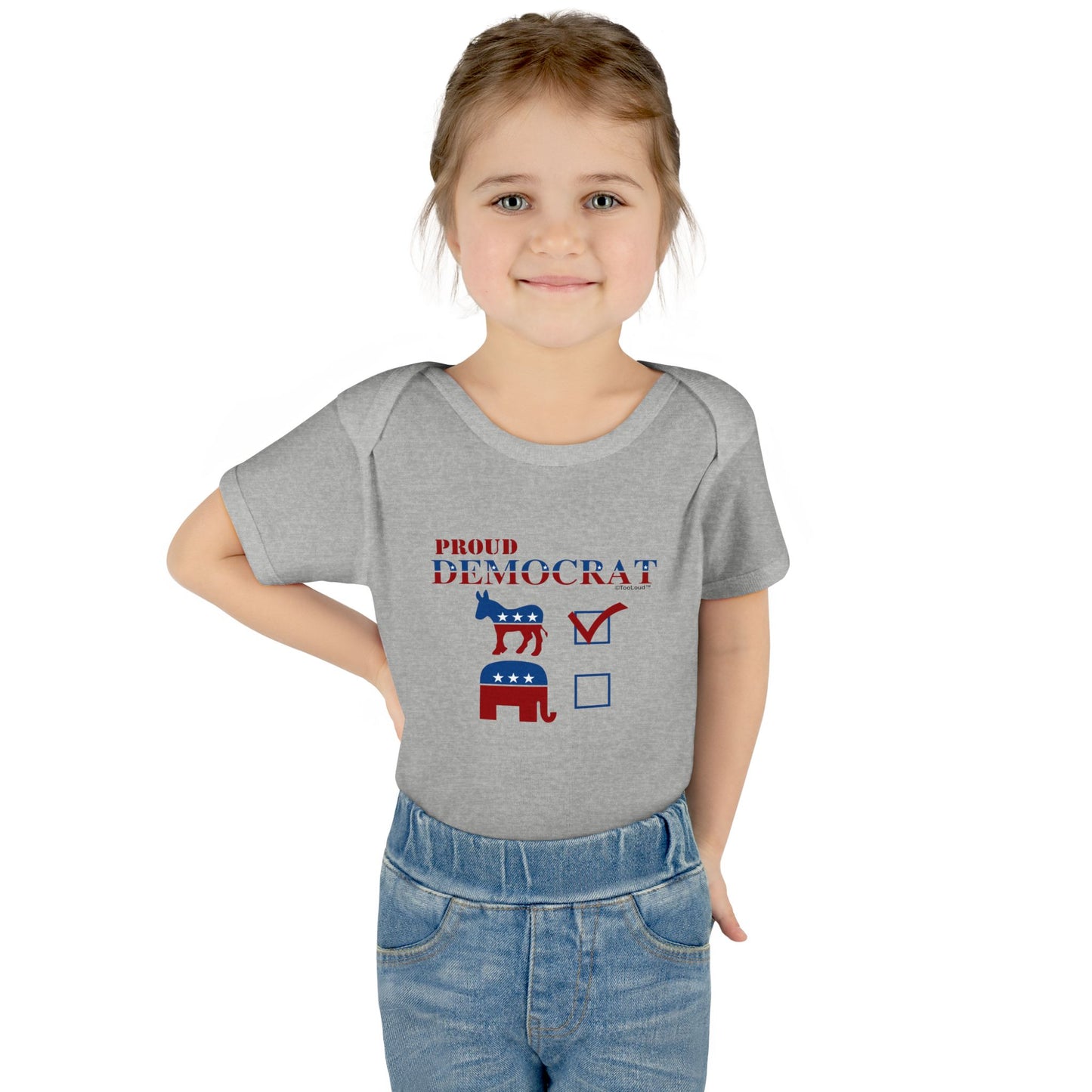 Proud Democrat Checkmark Baby Romper Bodysuit by TOOLOUD