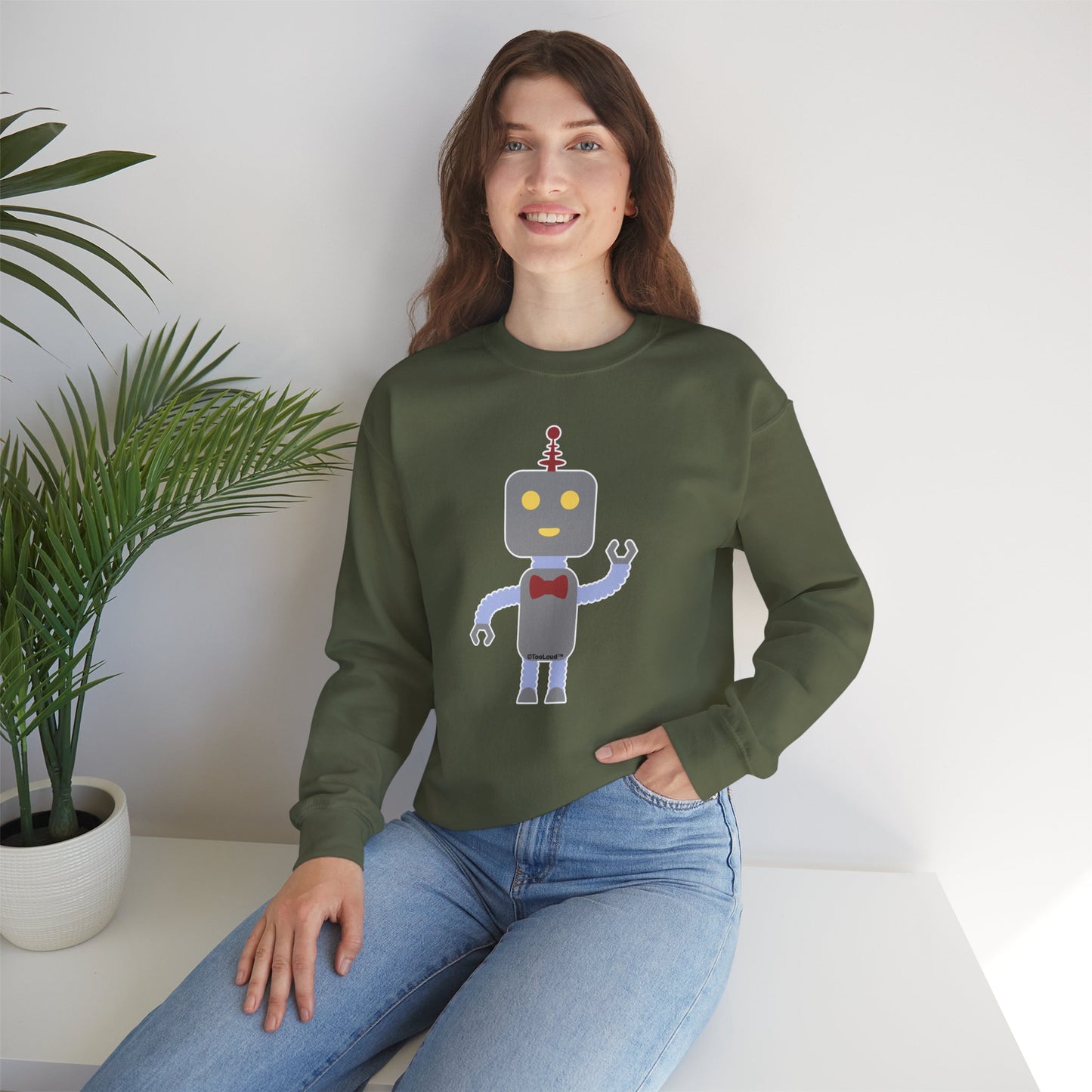 Cute Robot Male Adult Dark Sweatshirt by TOOLOUD