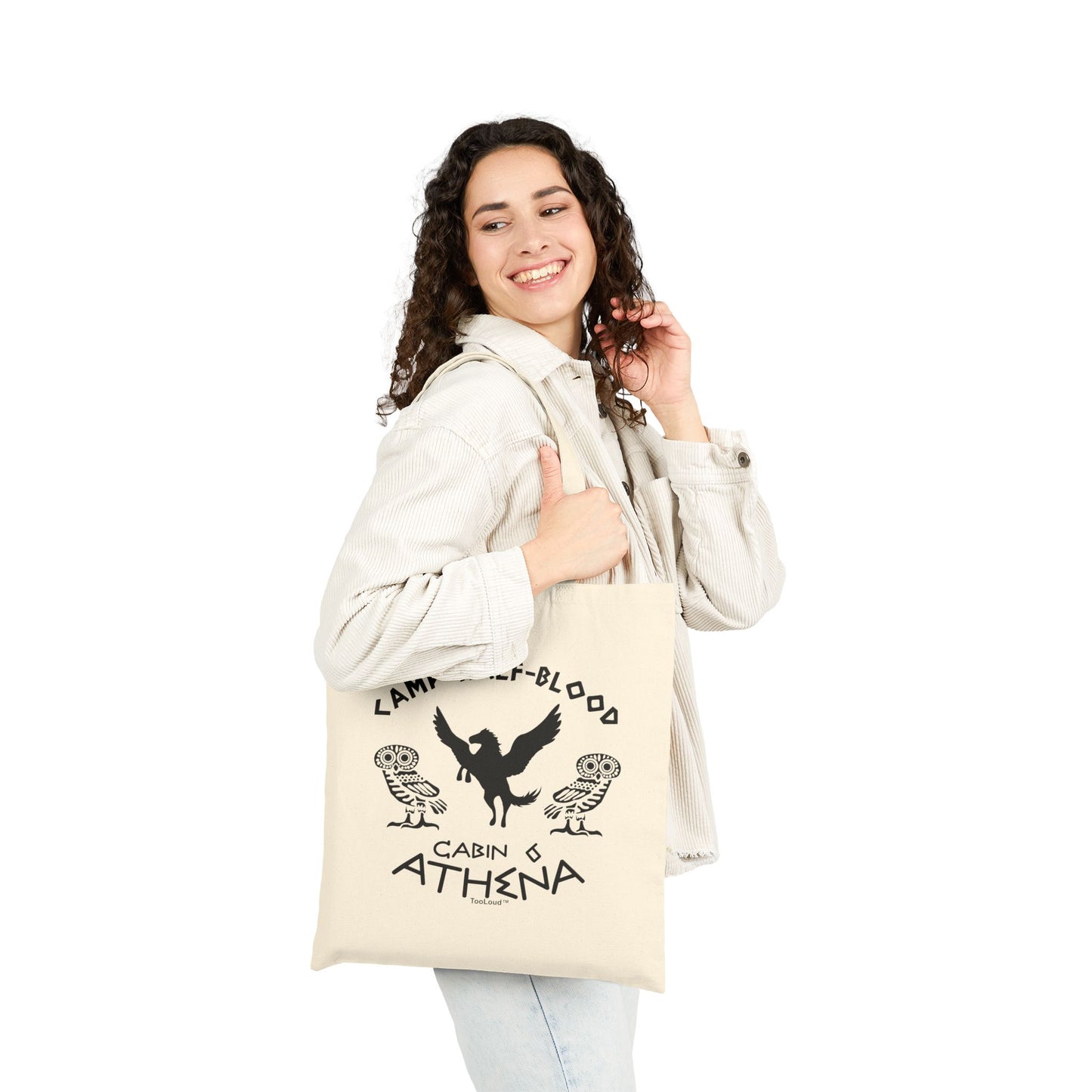 Camp Half Blood Cabin 6 Athena Grocery Tote Bag - Natural Color by TOOLOUD