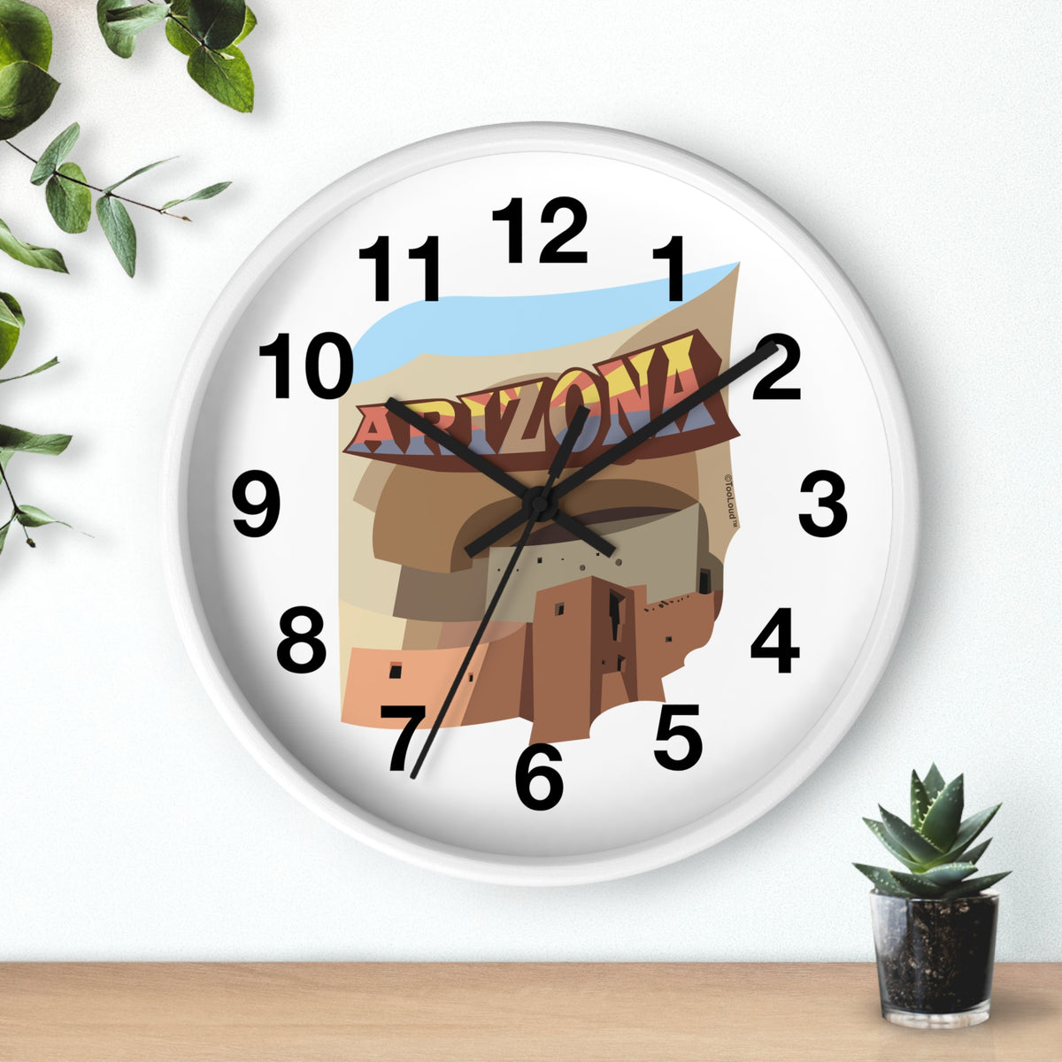 Arizona Montezuma Castle 10" Round Wall Clock with Numbers by TOOLOUD